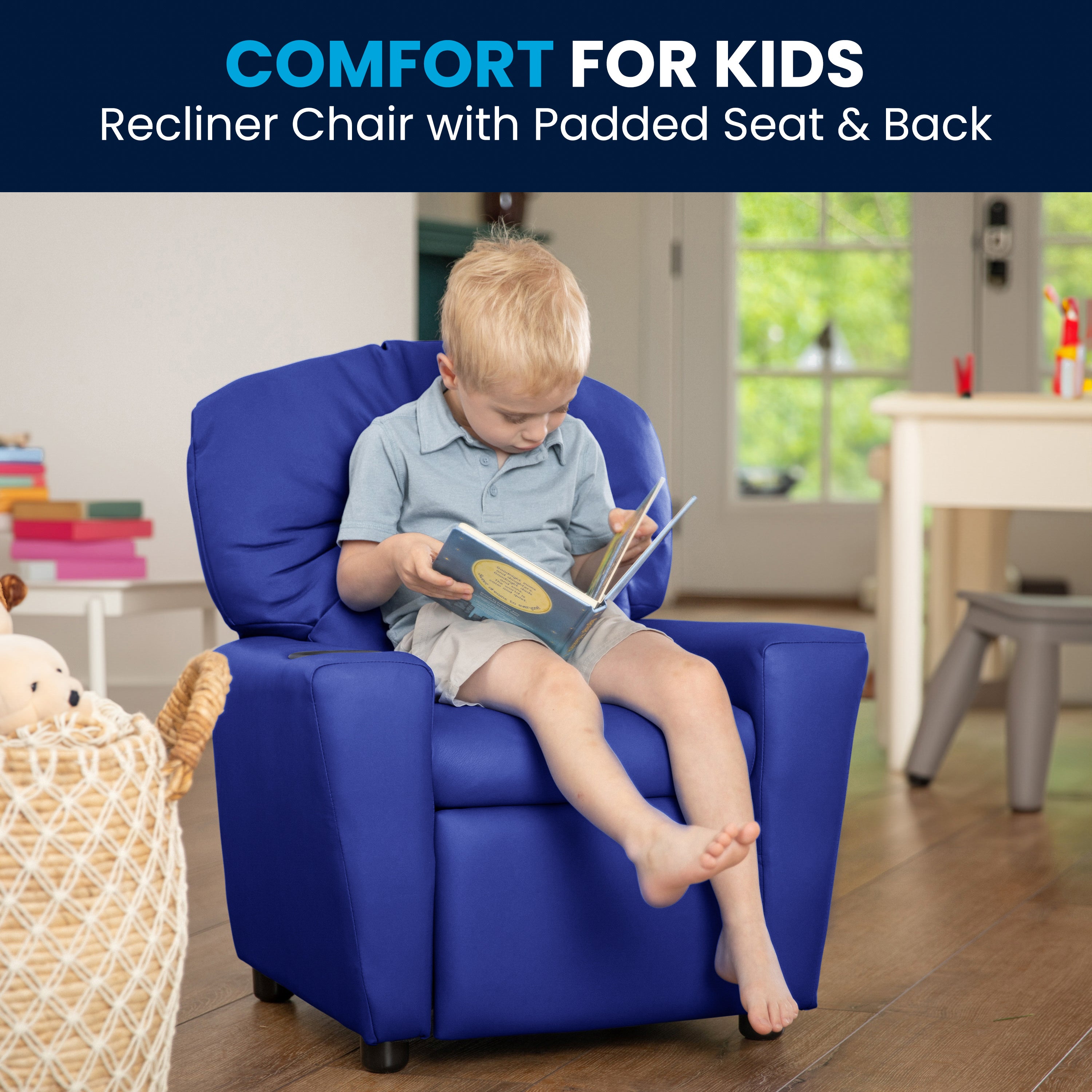 Contemporary Kids Recliner with Cup Holder