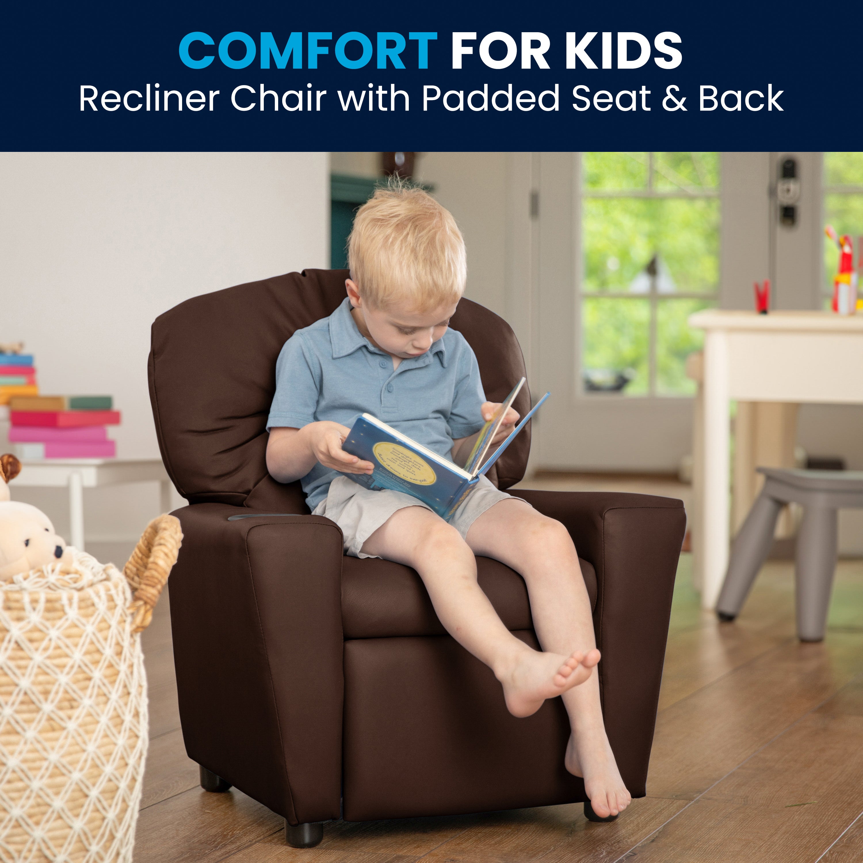 Contemporary Kids Recliner with Cup Holder