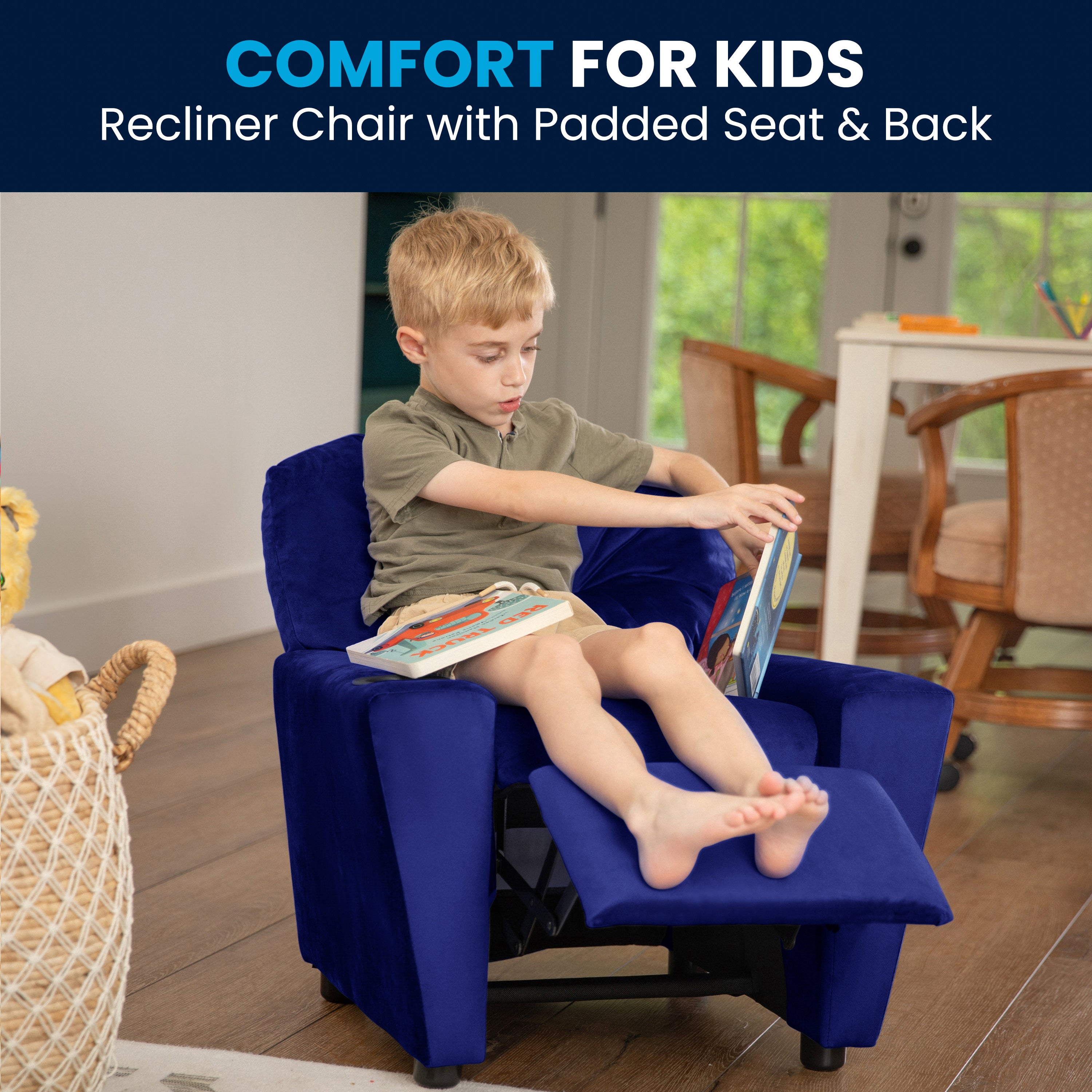 Contemporary Kids Recliner with Cup Holder