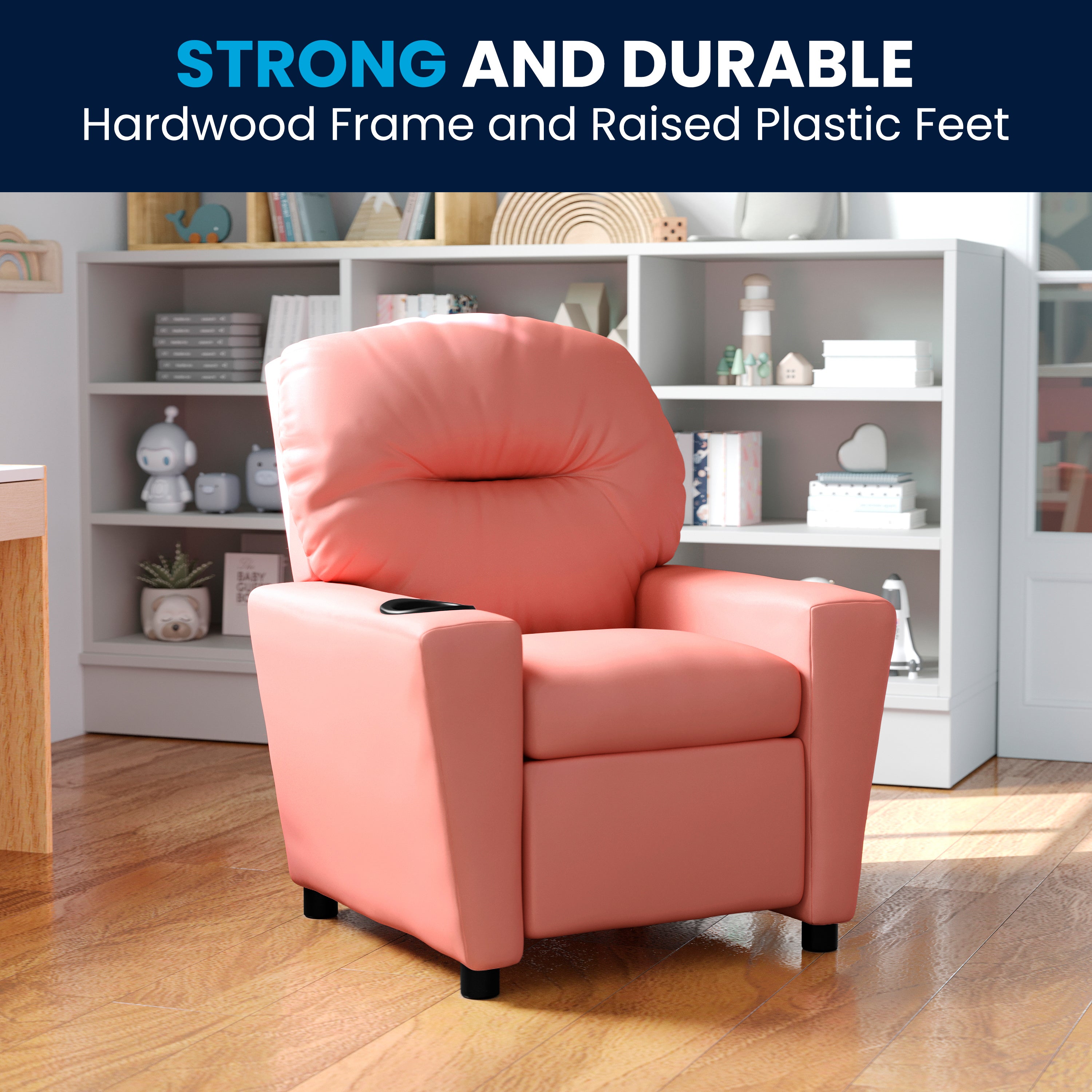 Contemporary Kids Recliner with Cup Holder