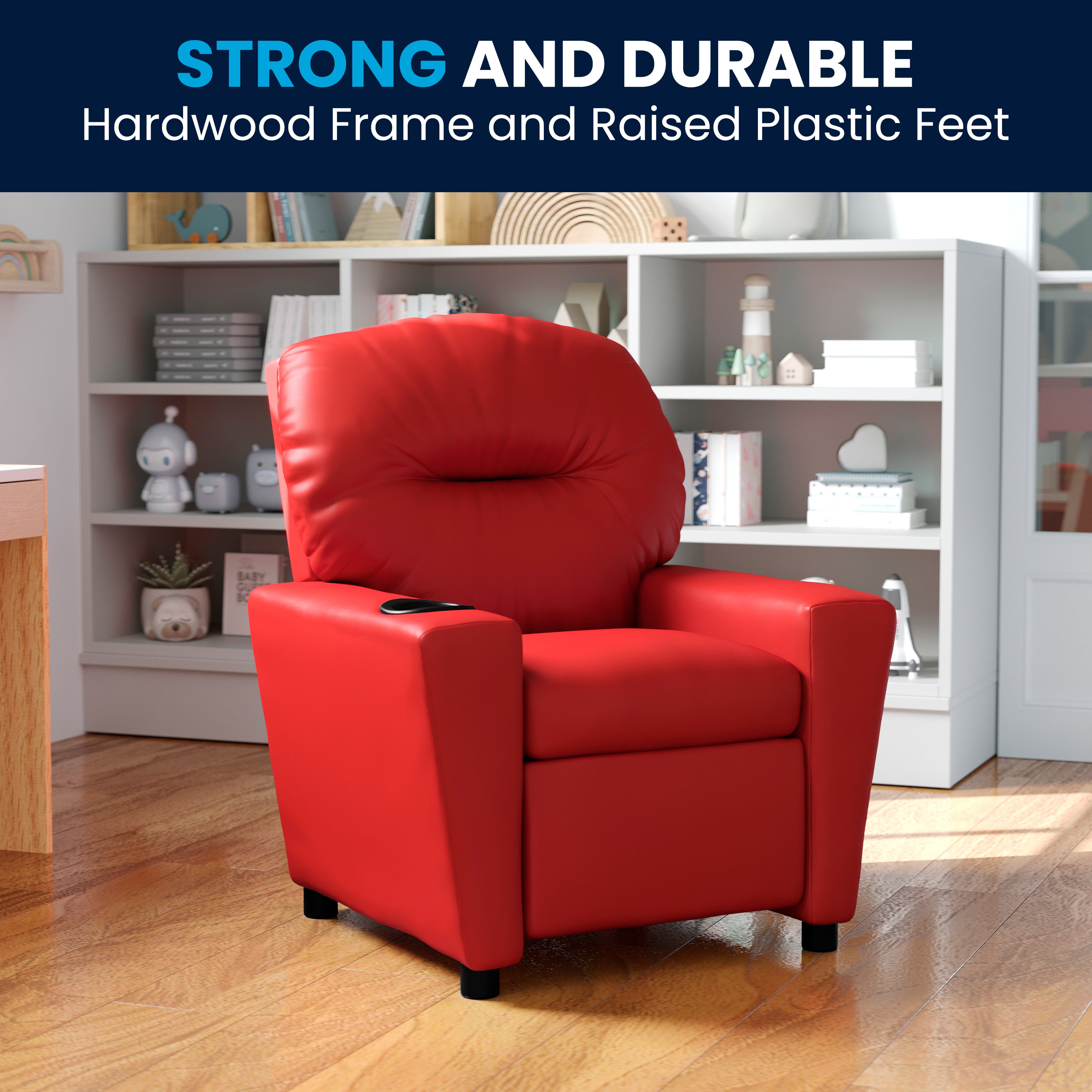Contemporary Kids Recliner with Cup Holder