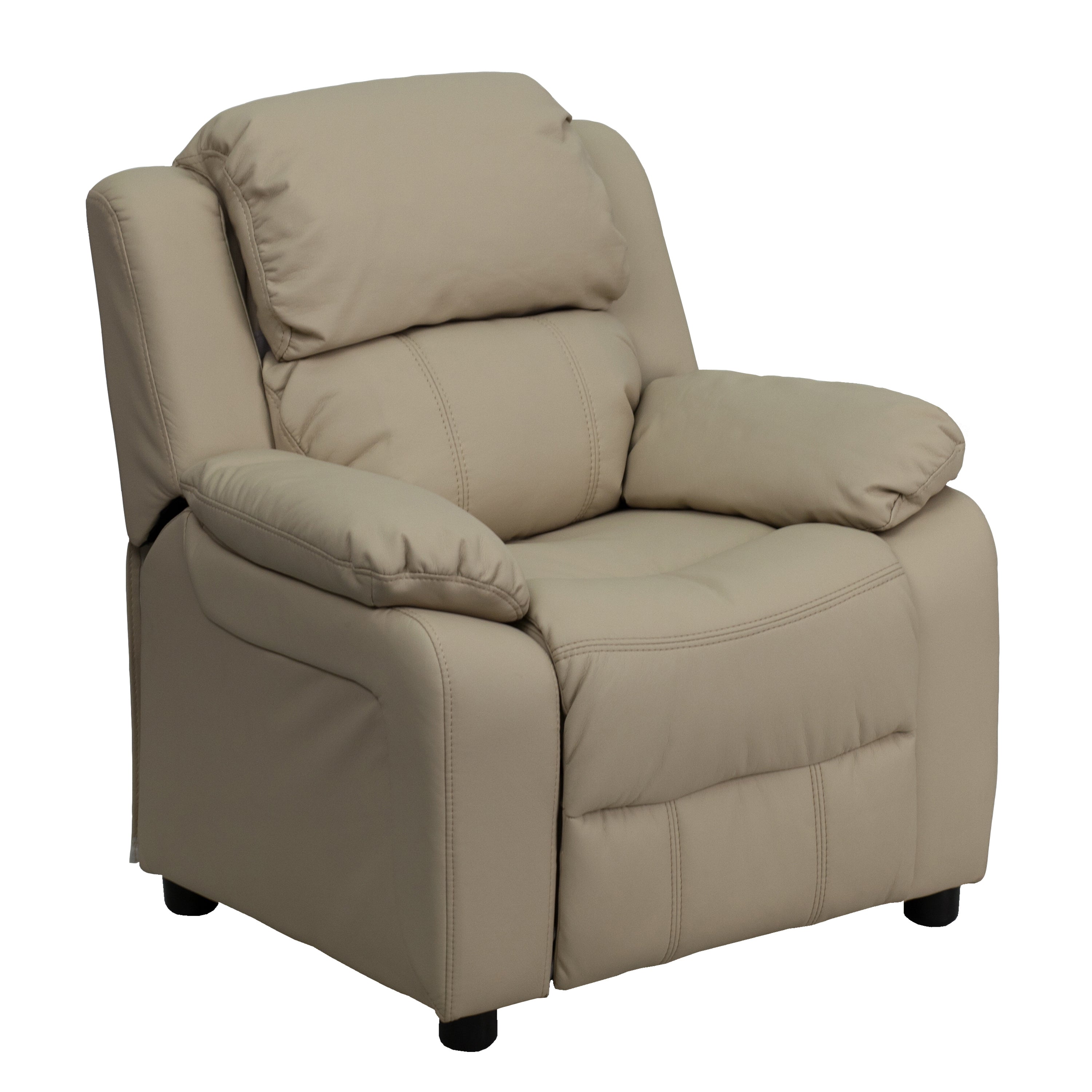 Deluxe Padded Contemporary Kids Recliner with Storage Arms