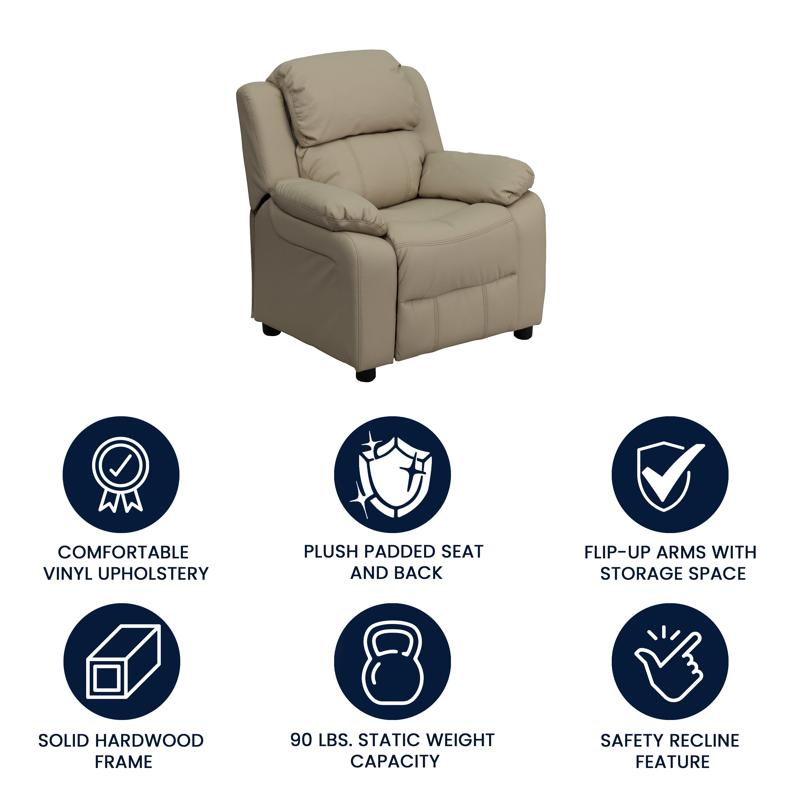 Personalized Deluxe Padded Kids Recliner with Storage Arms