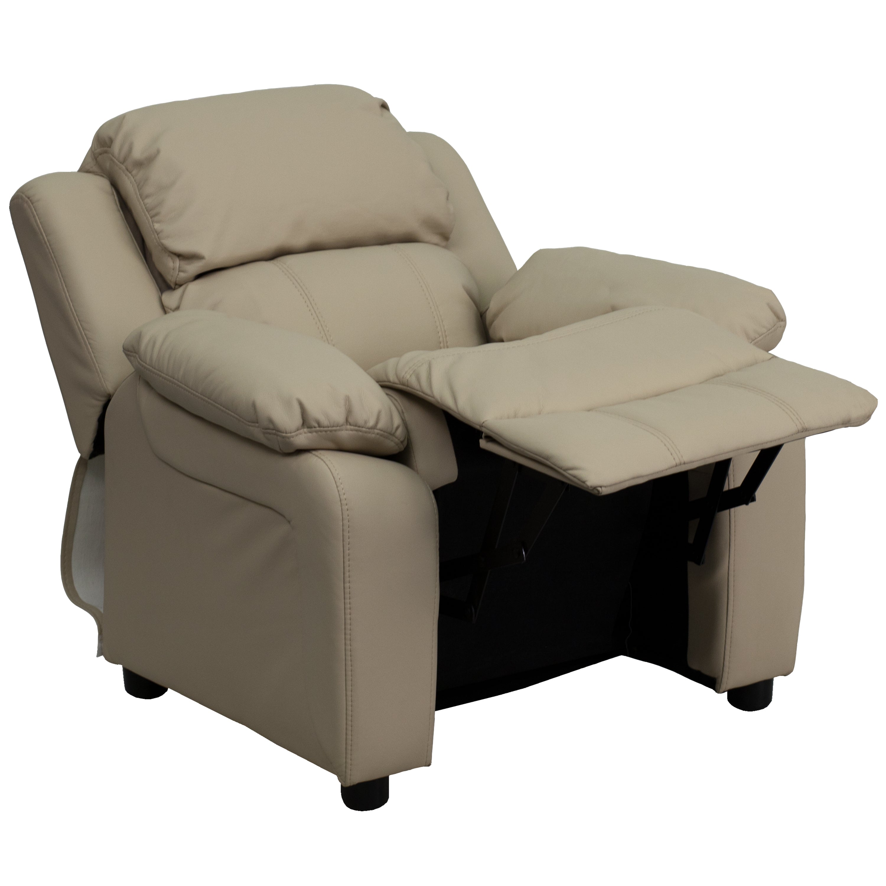 Deluxe Padded Contemporary Kids Recliner with Storage Arms