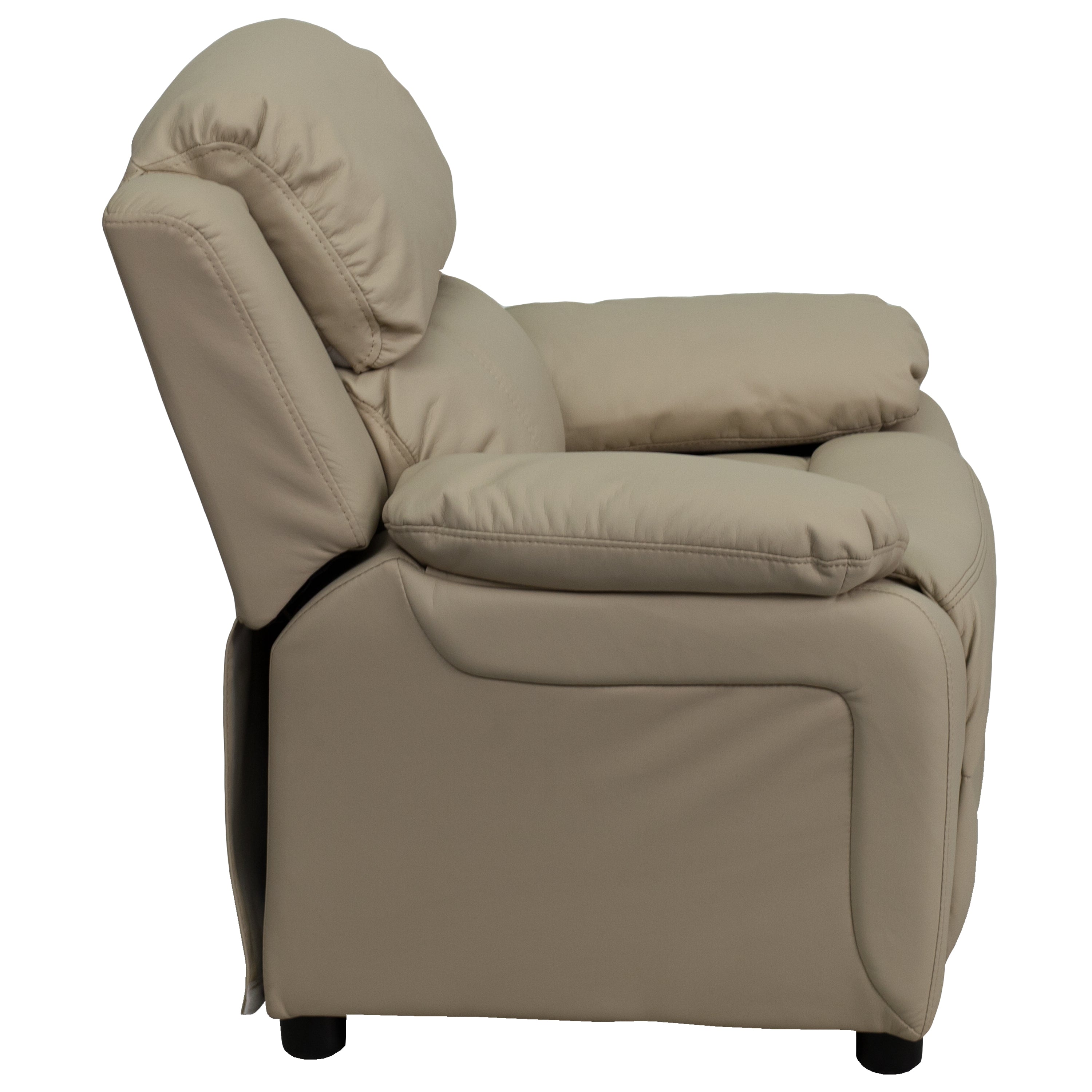 Deluxe Padded Contemporary Kids Recliner with Storage Arms