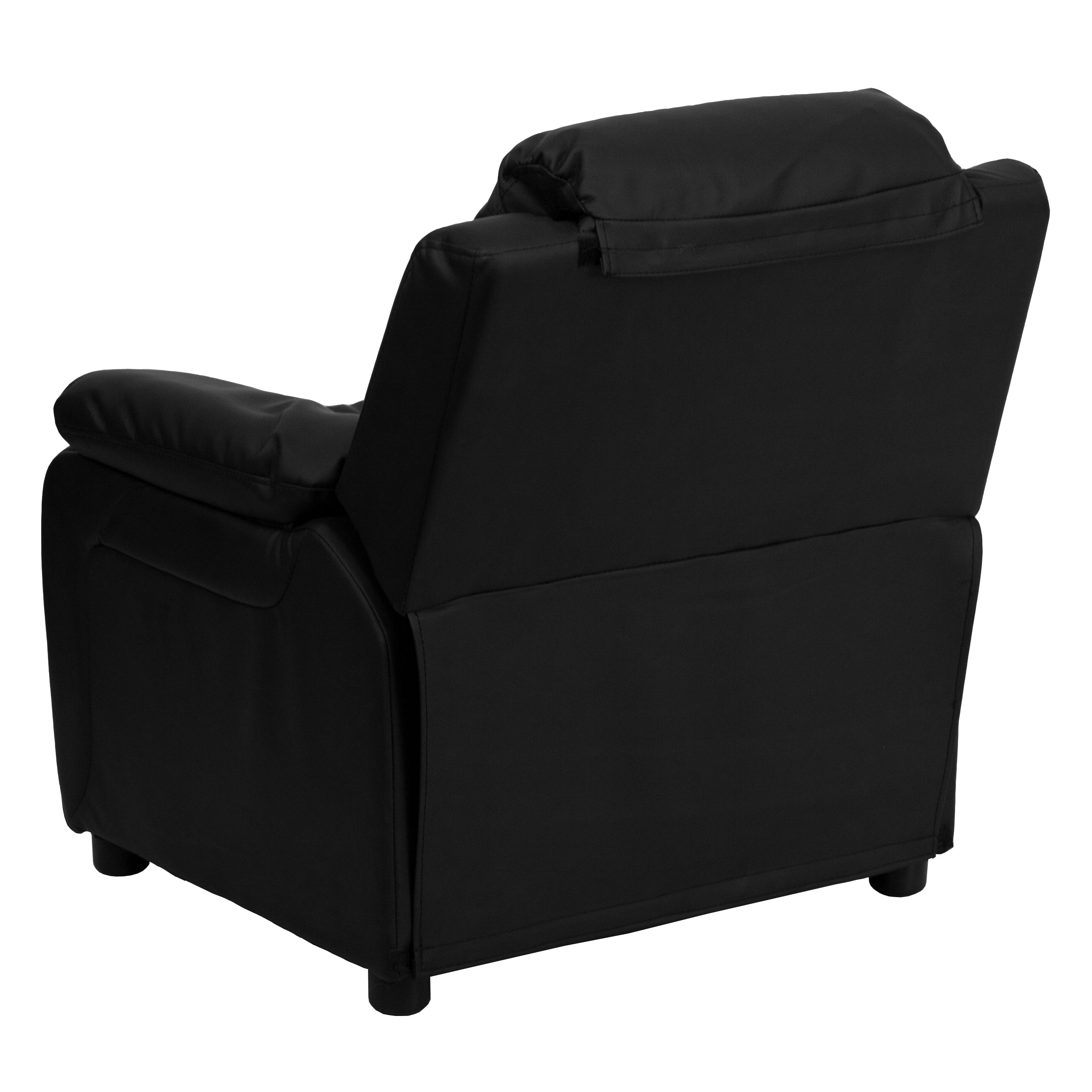 Deluxe Padded Contemporary Kids Recliner with Storage Arms