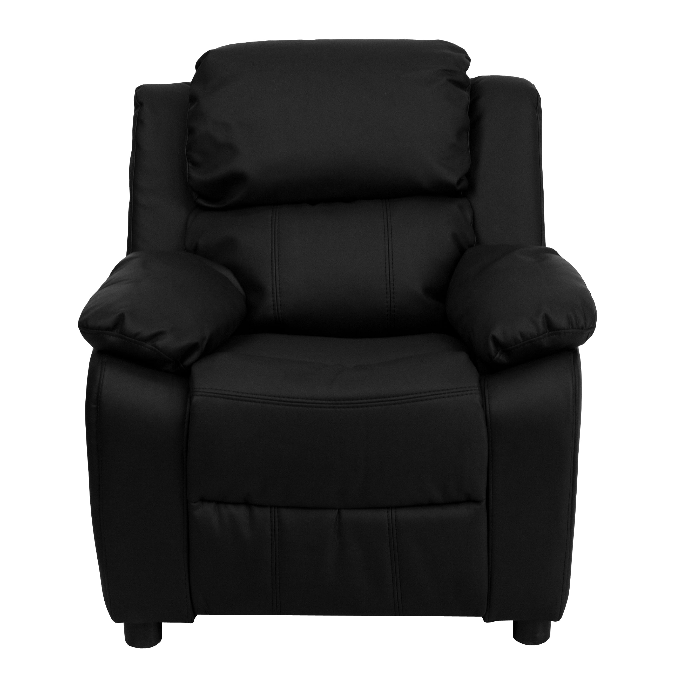 Deluxe Padded Contemporary Kids Recliner with Storage Arms