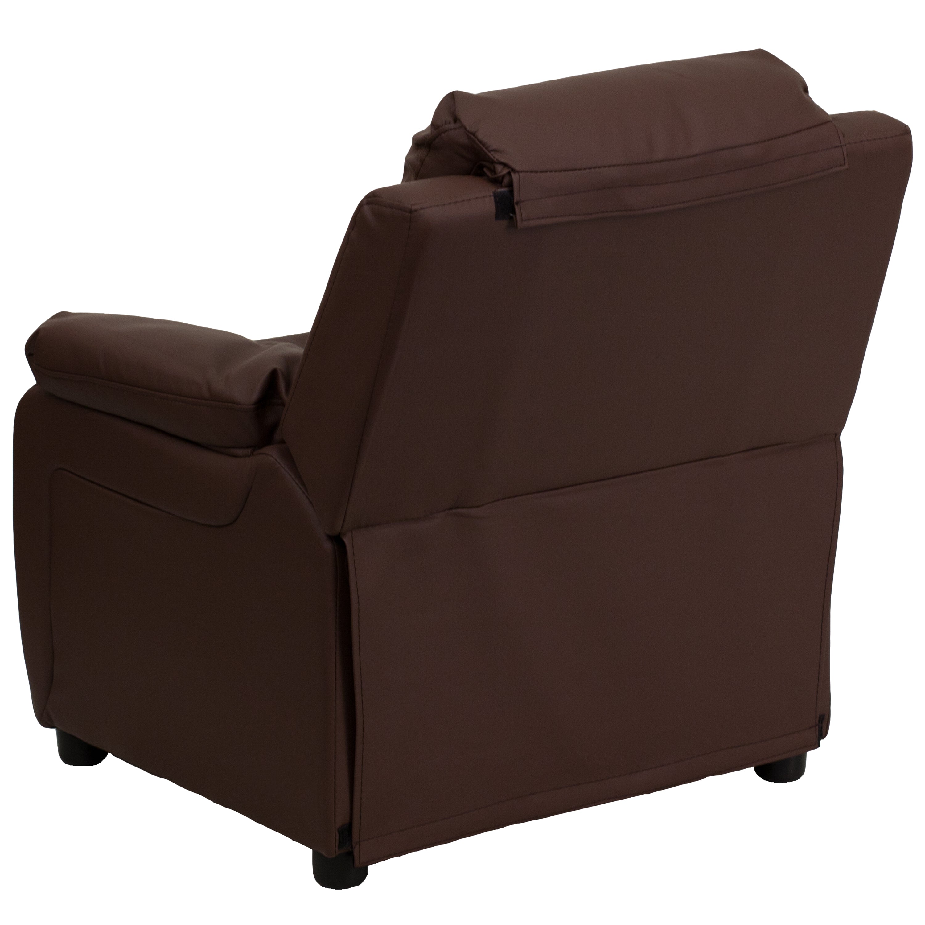 Deluxe Padded Contemporary Kids Recliner with Storage Arms