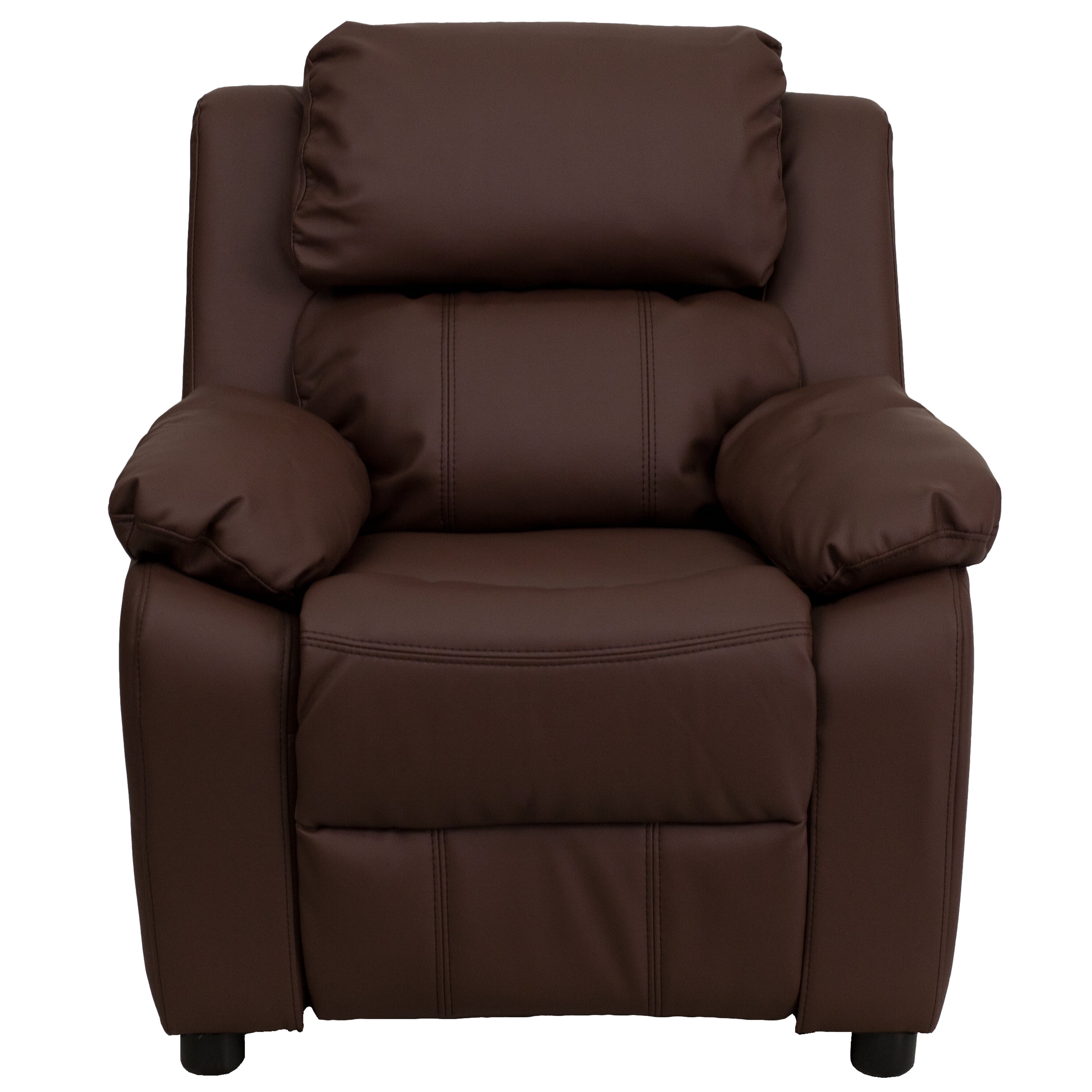 Deluxe Padded Contemporary Kids Recliner with Storage Arms