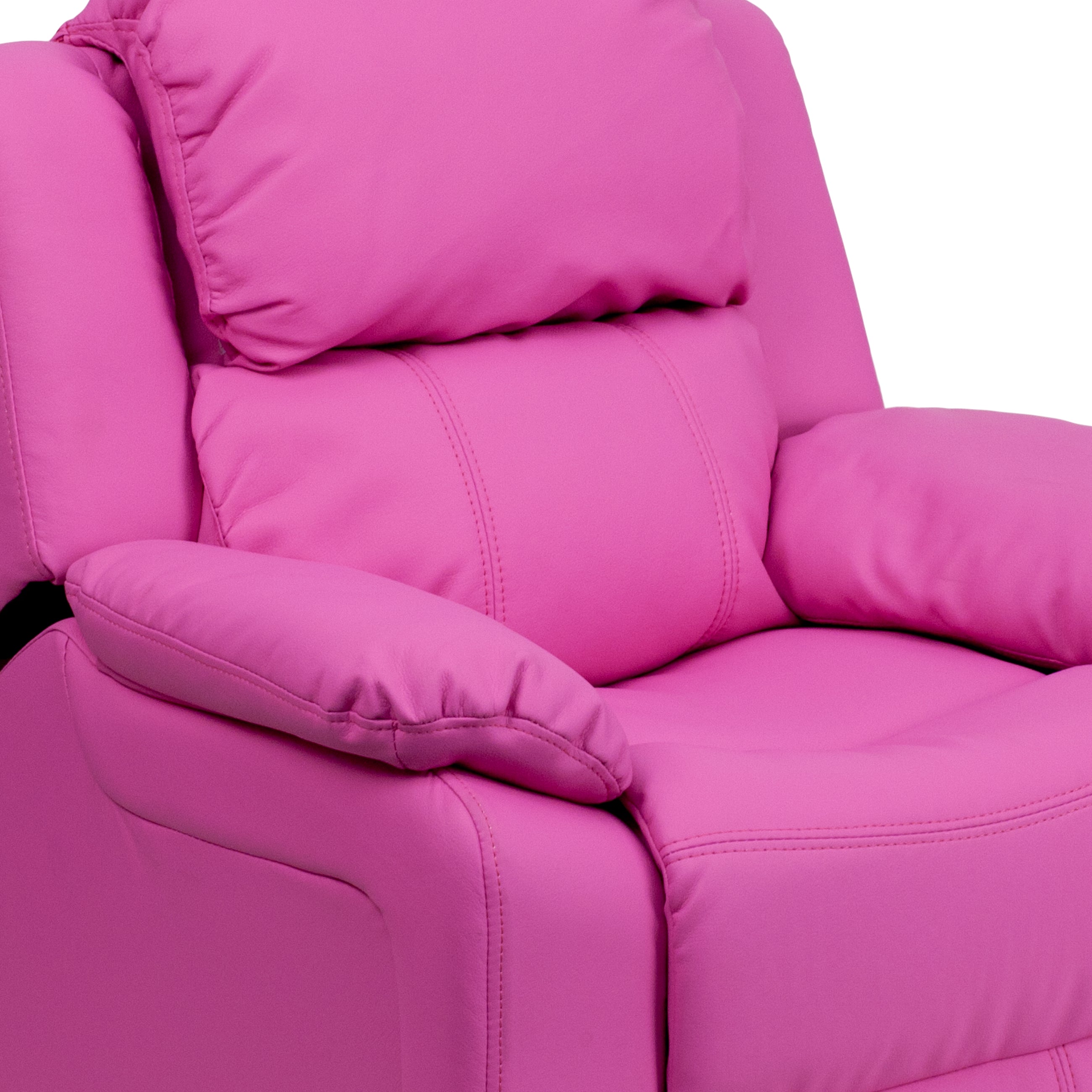 Deluxe Padded Contemporary Kids Recliner with Storage Arms