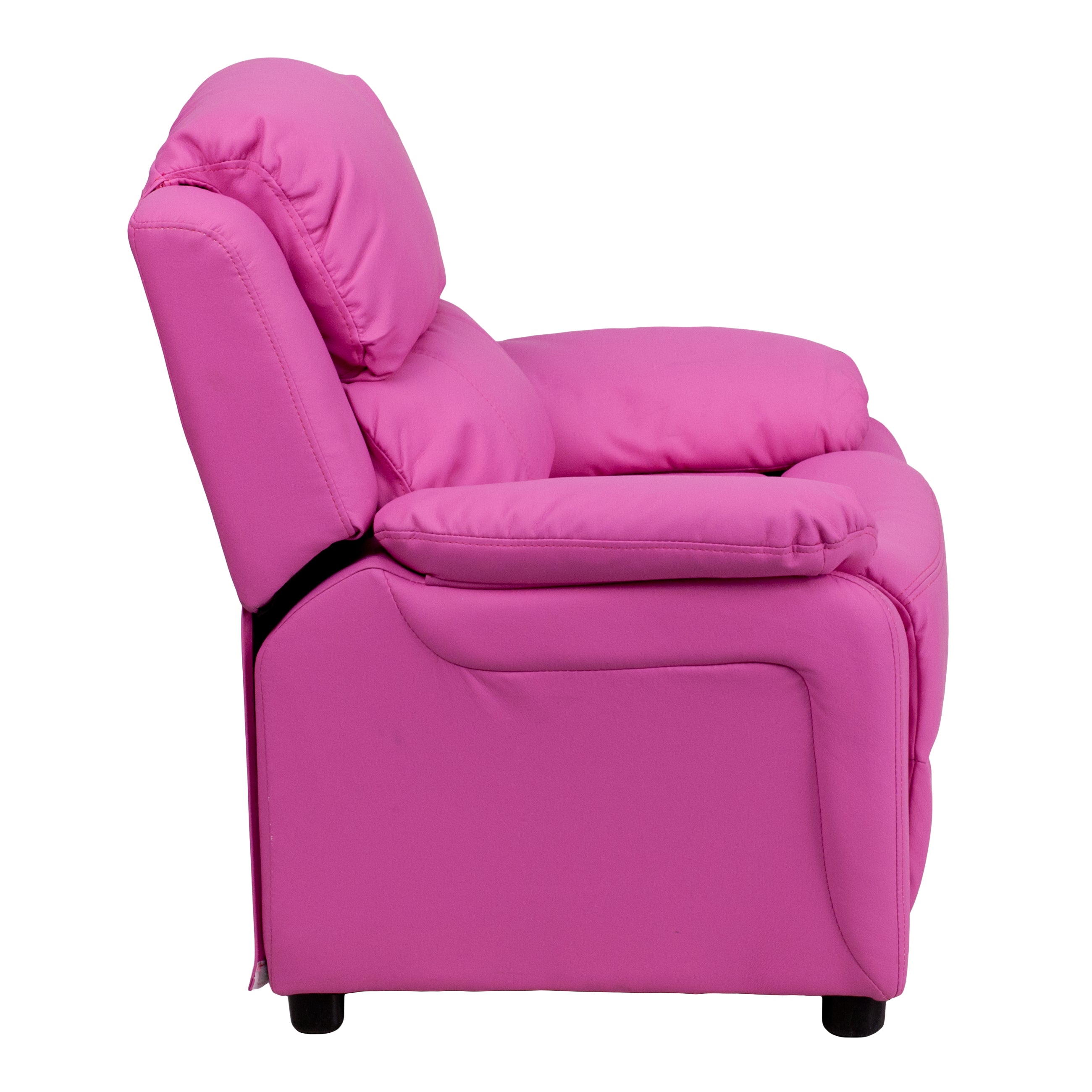 Deluxe Padded Contemporary Kids Recliner with Storage Arms