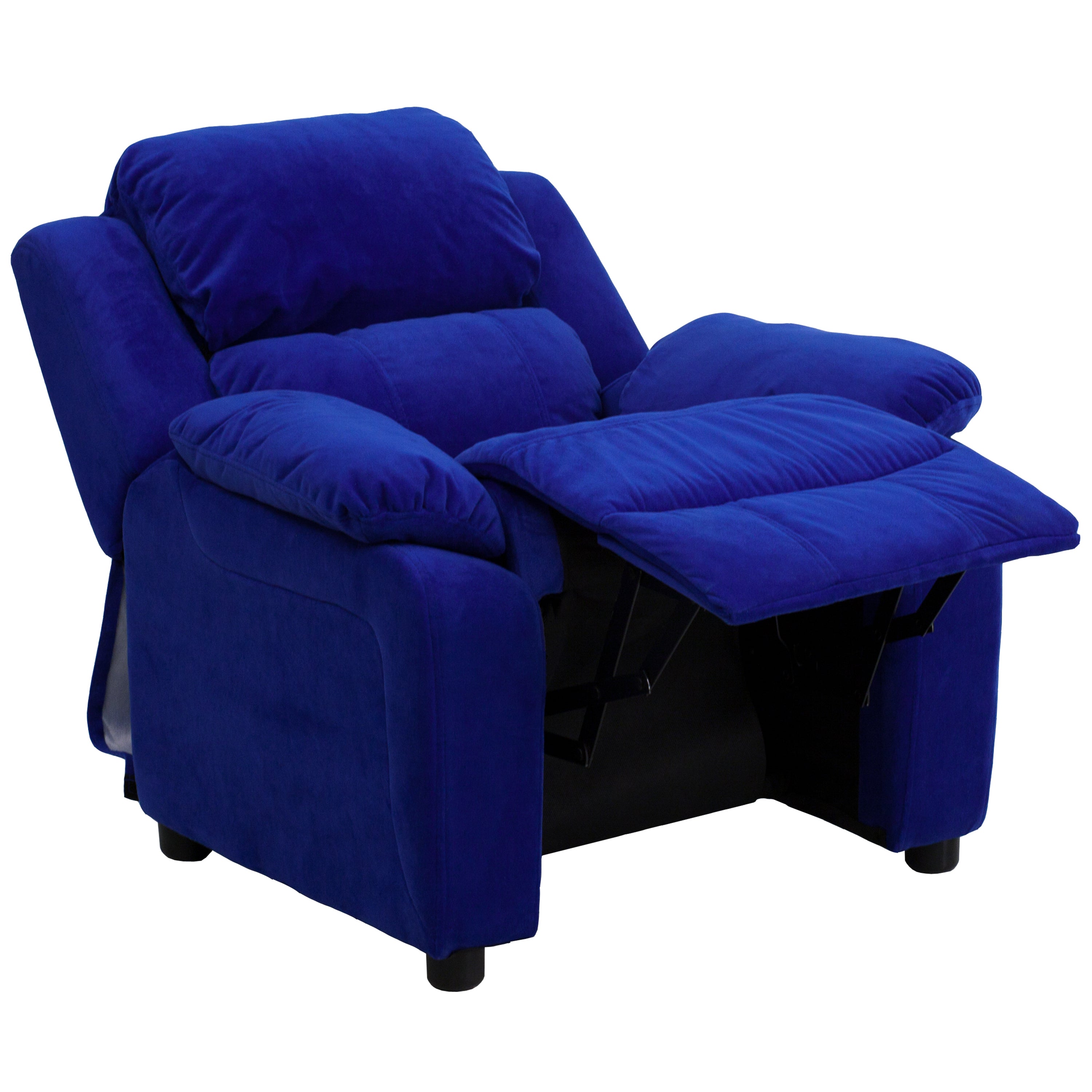 Deluxe Padded Contemporary Kids Recliner with Storage Arms