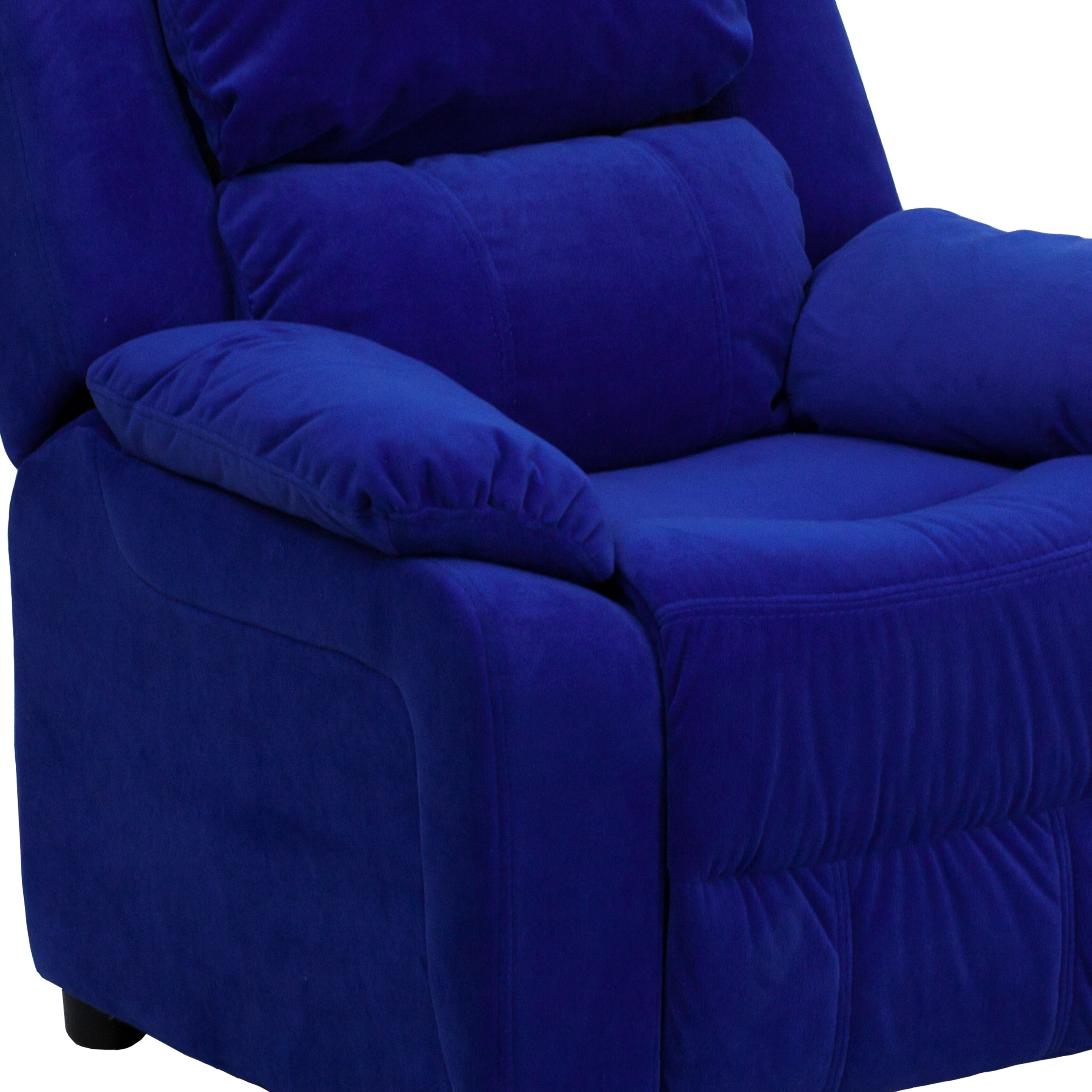 Deluxe Padded Contemporary Kids Recliner with Storage Arms