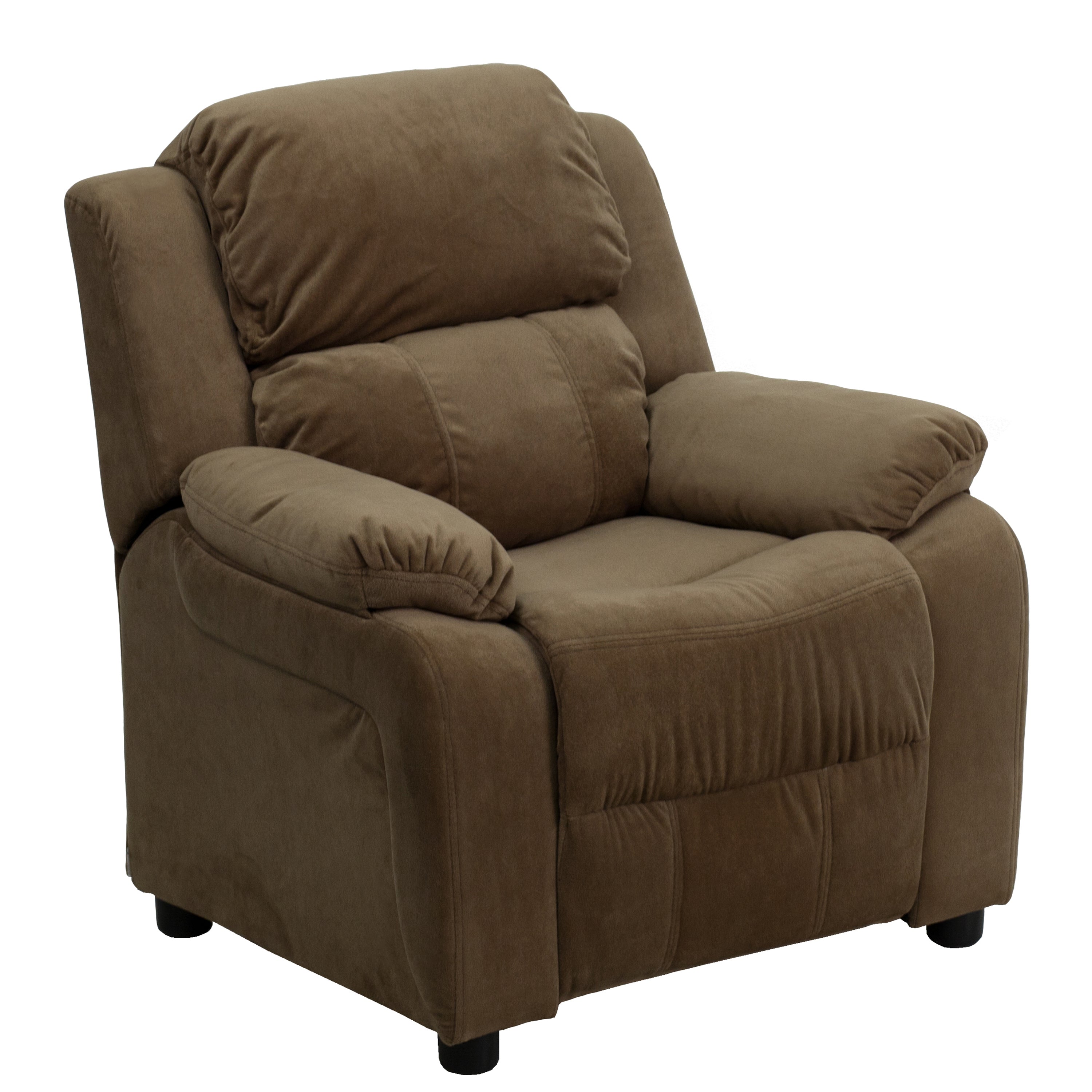 Deluxe Padded Contemporary Kids Recliner with Storage Arms