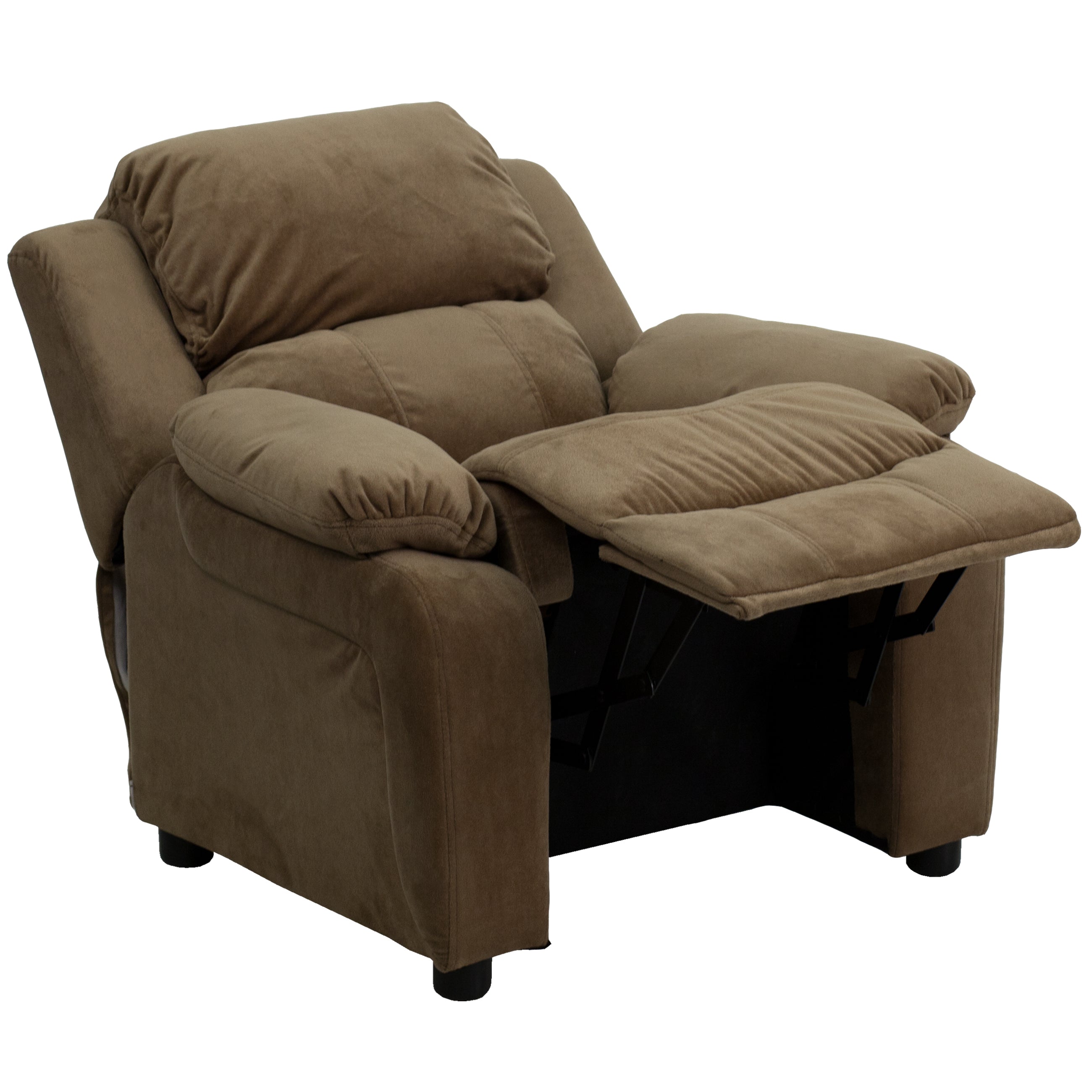 Deluxe Padded Contemporary Kids Recliner with Storage Arms