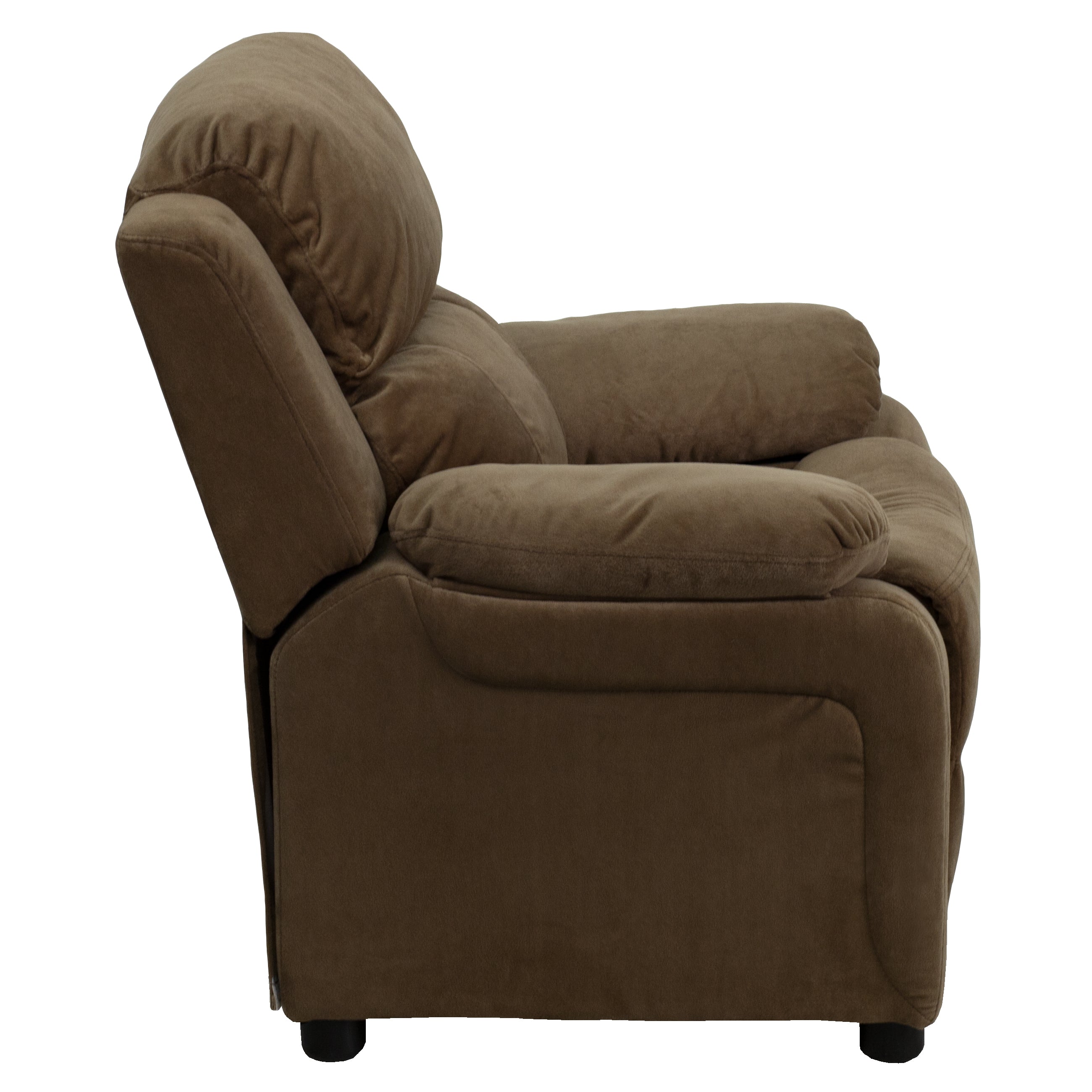 Deluxe Padded Contemporary Kids Recliner with Storage Arms