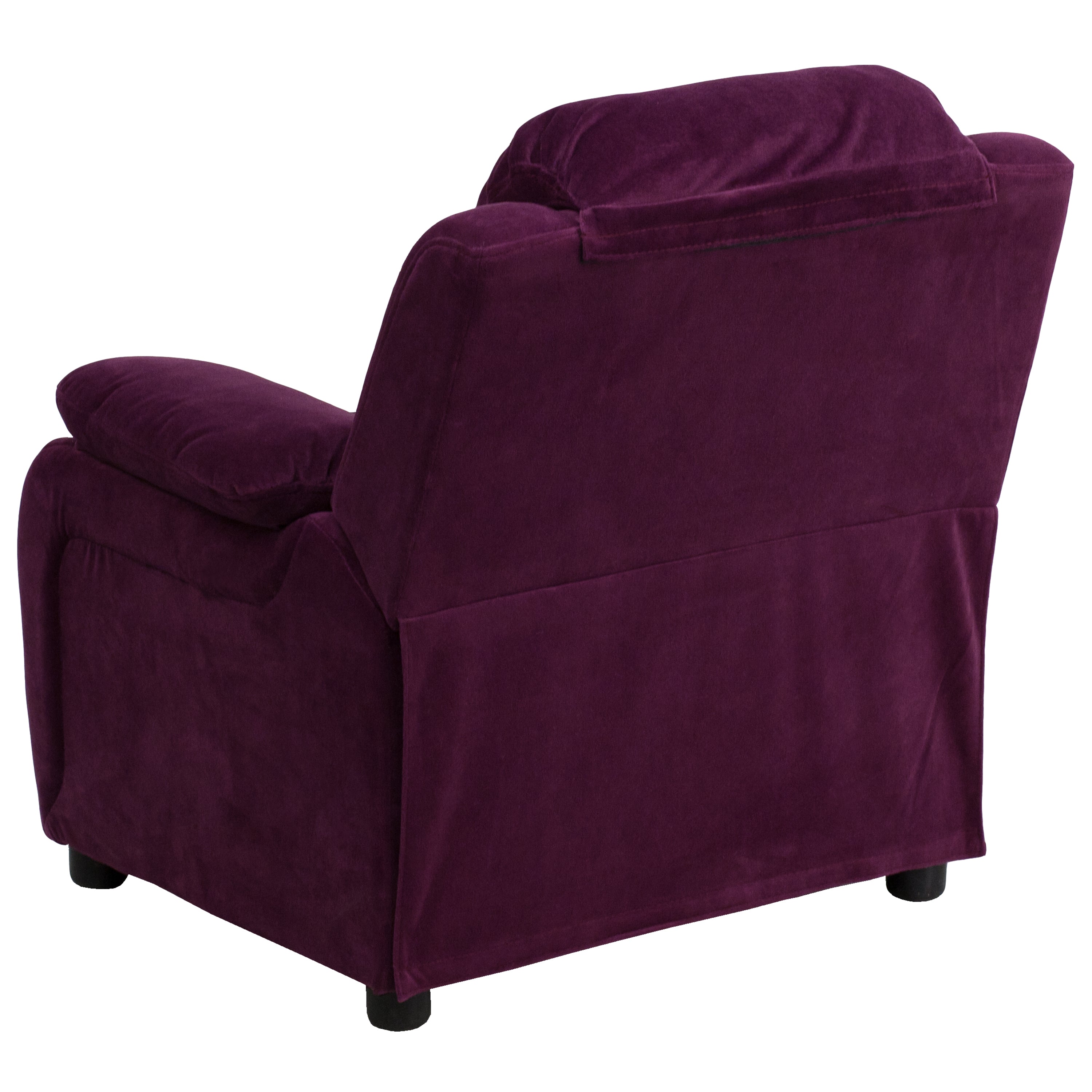 Deluxe Padded Contemporary Kids Recliner with Storage Arms