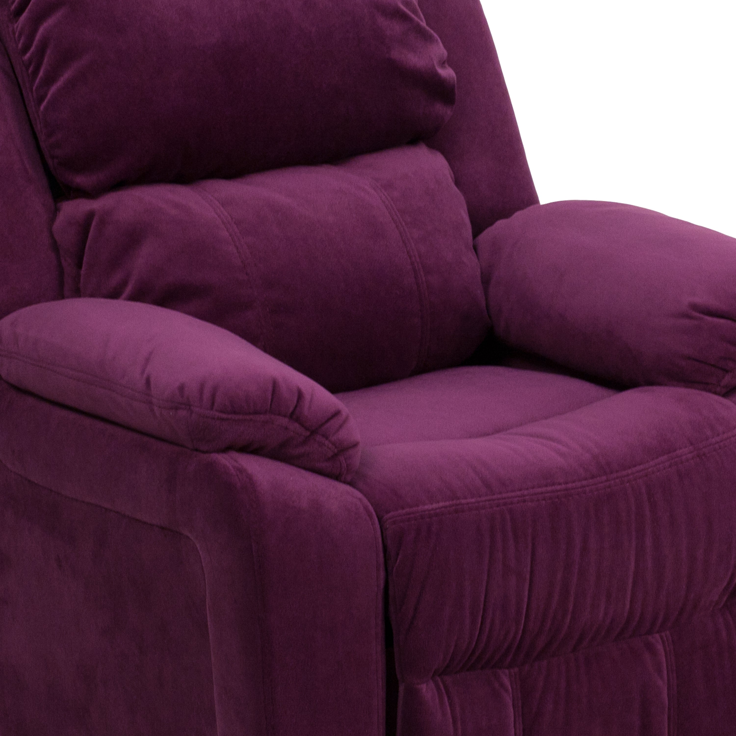 Deluxe Padded Contemporary Kids Recliner with Storage Arms