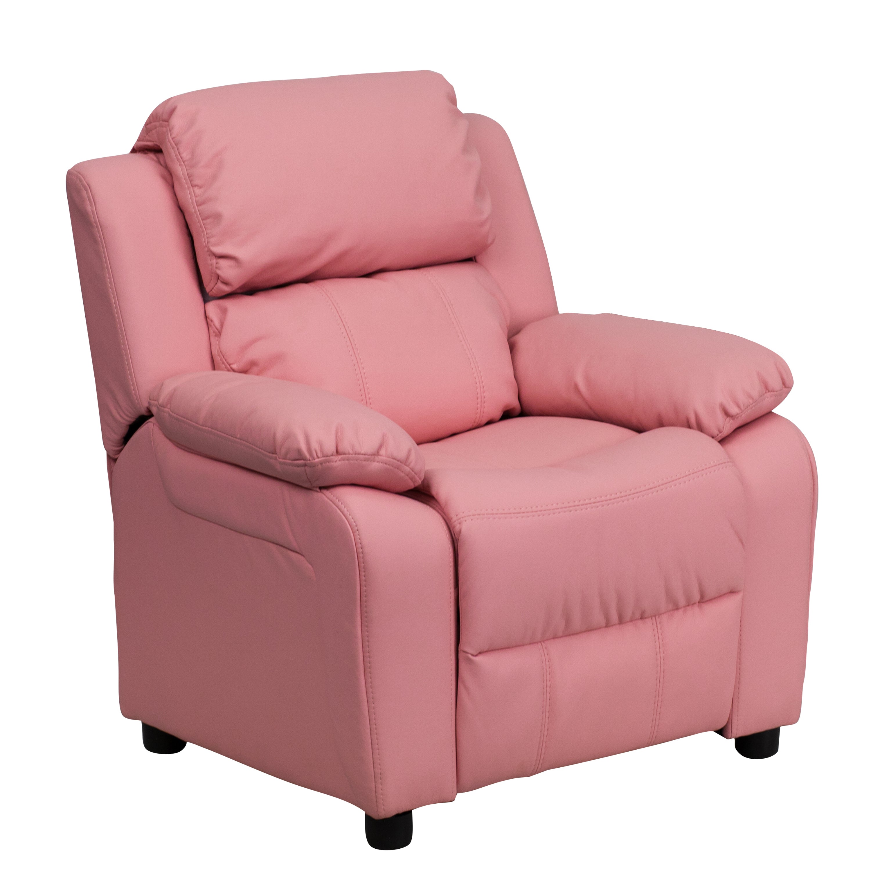 Deluxe Padded Contemporary Kids Recliner with Storage Arms