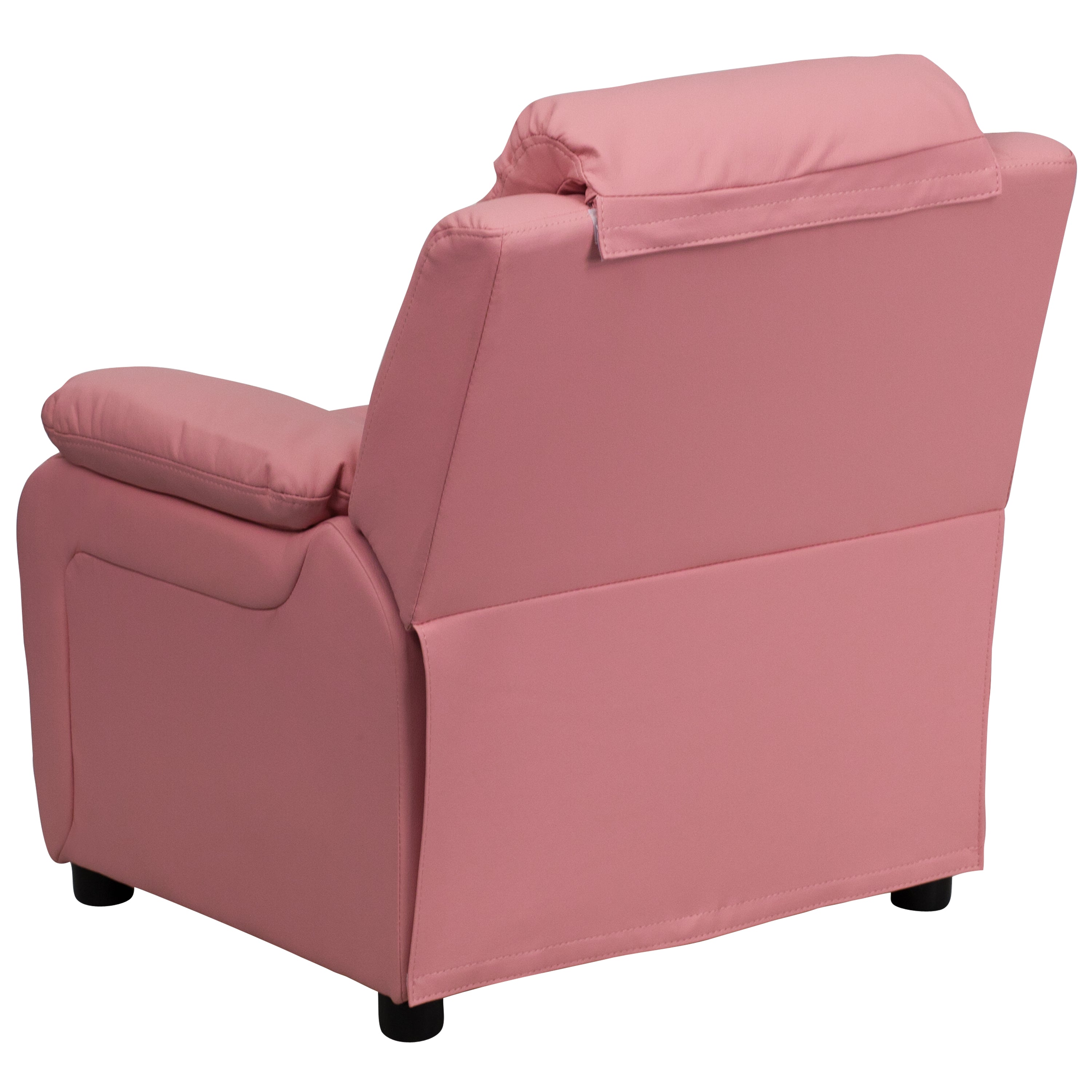 Deluxe Padded Contemporary Kids Recliner with Storage Arms