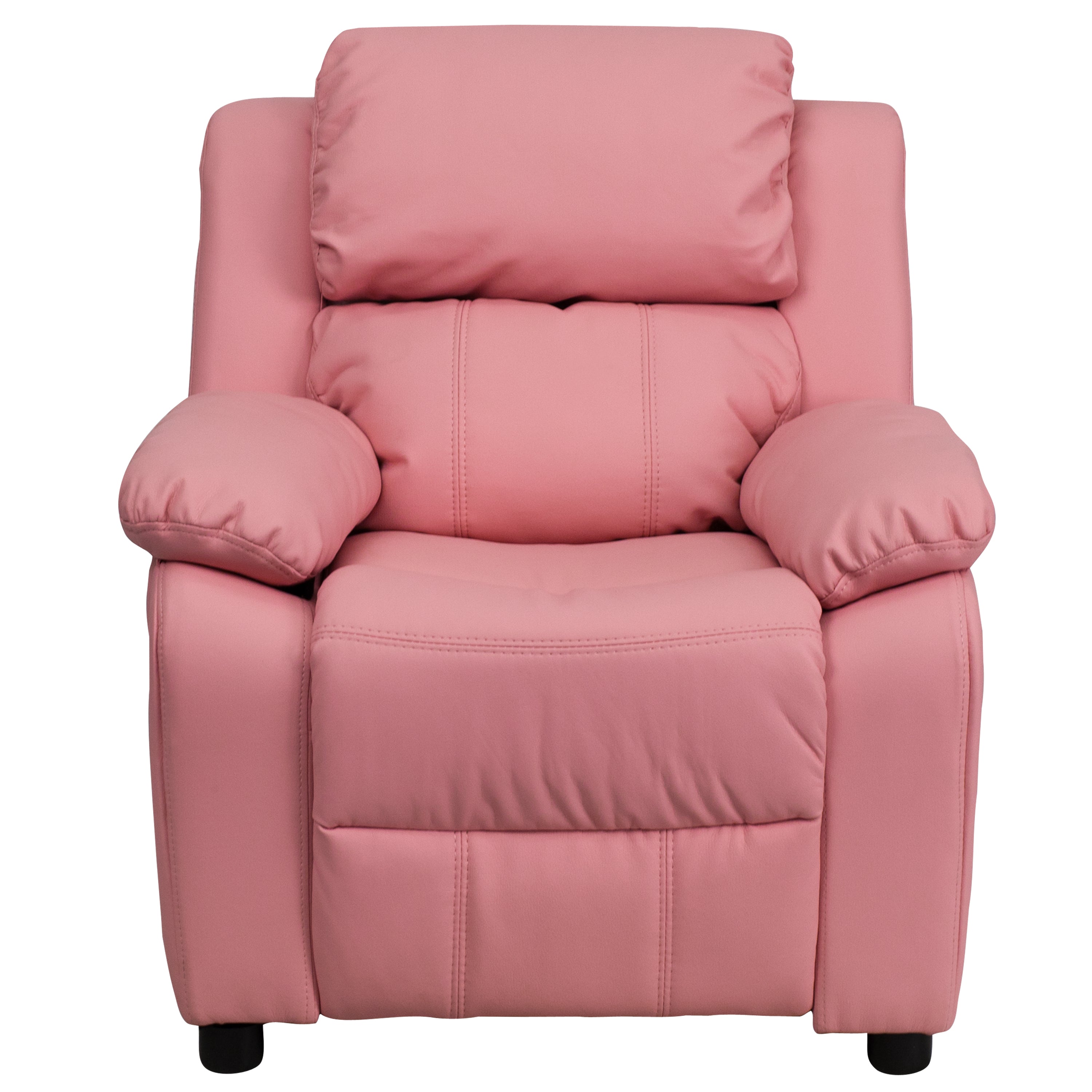 Deluxe Padded Contemporary Kids Recliner with Storage Arms