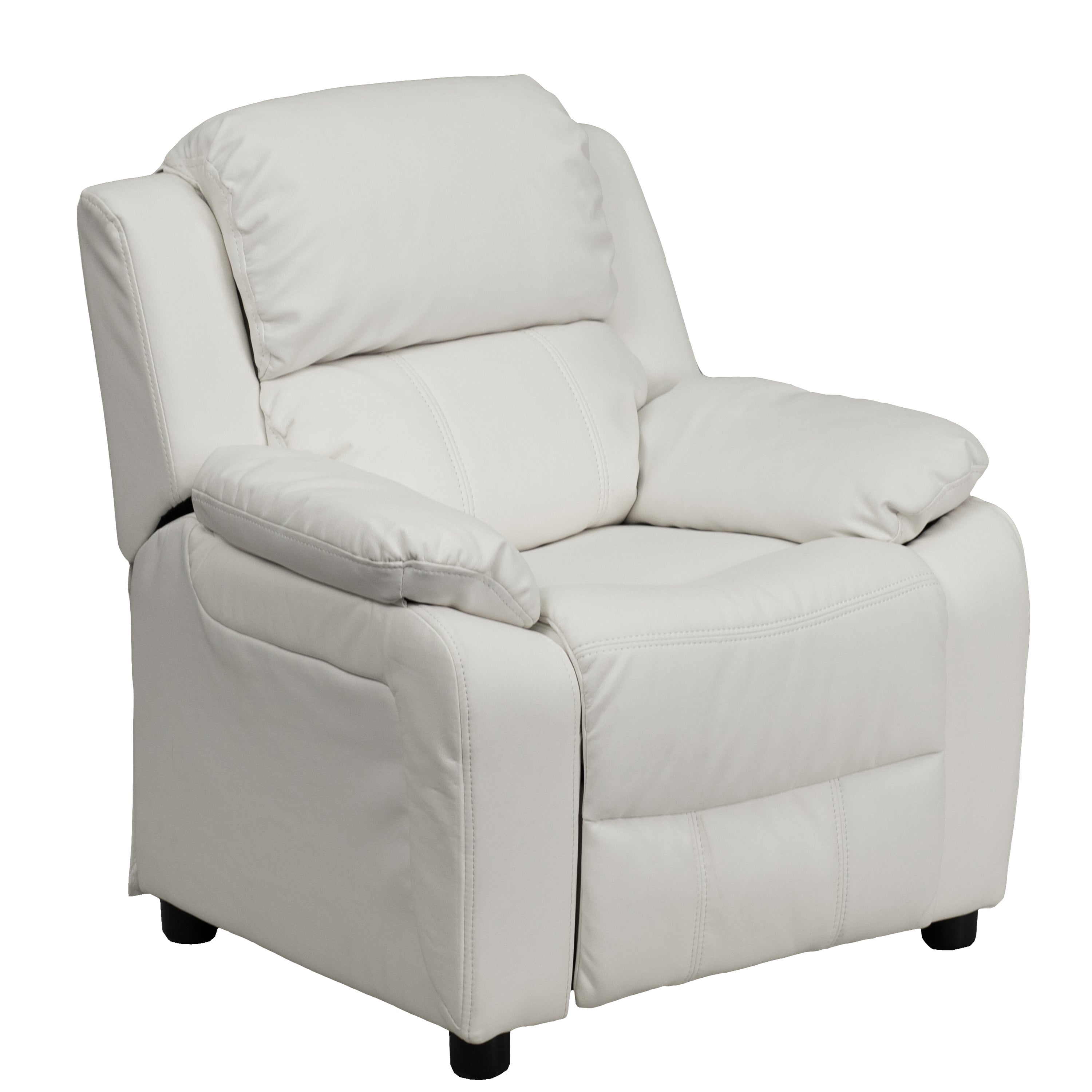 Deluxe Padded Contemporary Kids Recliner with Storage Arms