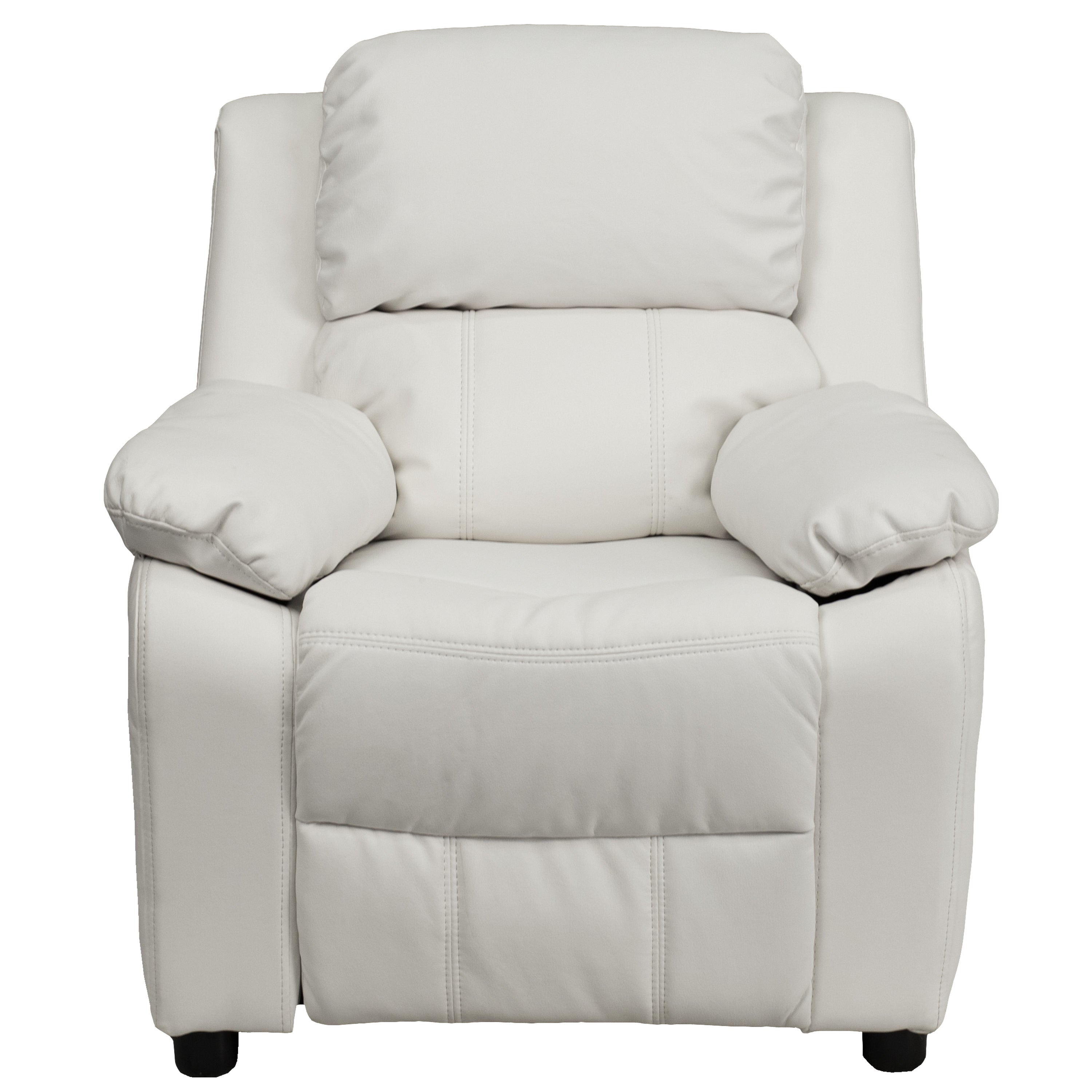 Deluxe Padded Contemporary Kids Recliner with Storage Arms