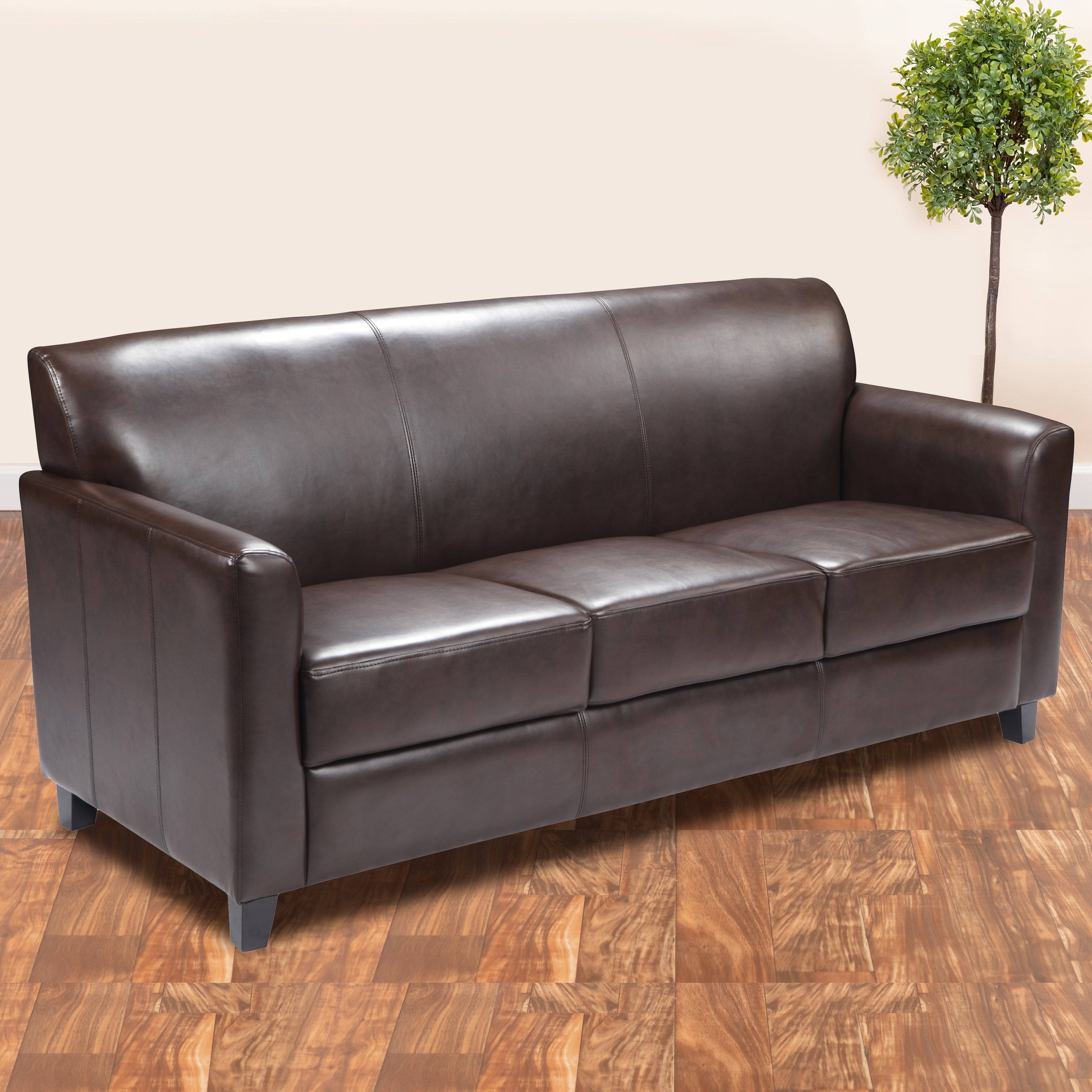 HERCULES Diplomat Series LeatherSoft Sofa with Clean Line Stitched Frame-Reception Sofa-Flash Furniture-Wall2Wall Furnishings