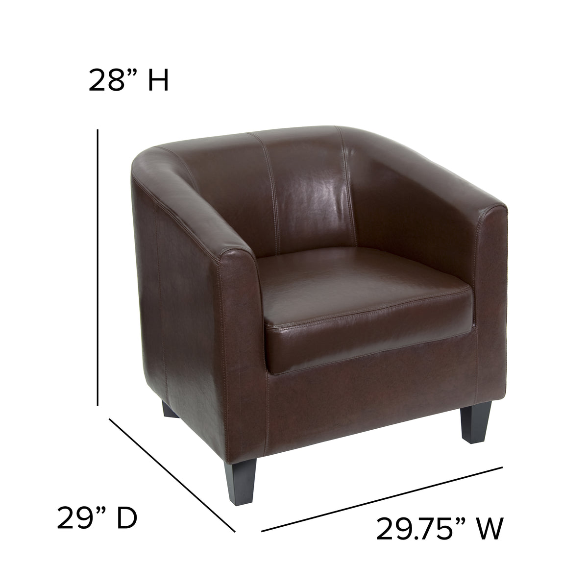 LeatherSoft Lounge Chair with Sloping Arms