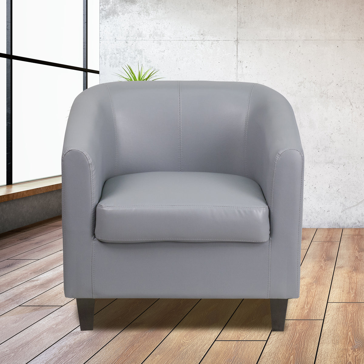 LeatherSoft Lounge Chair with Sloping Arms