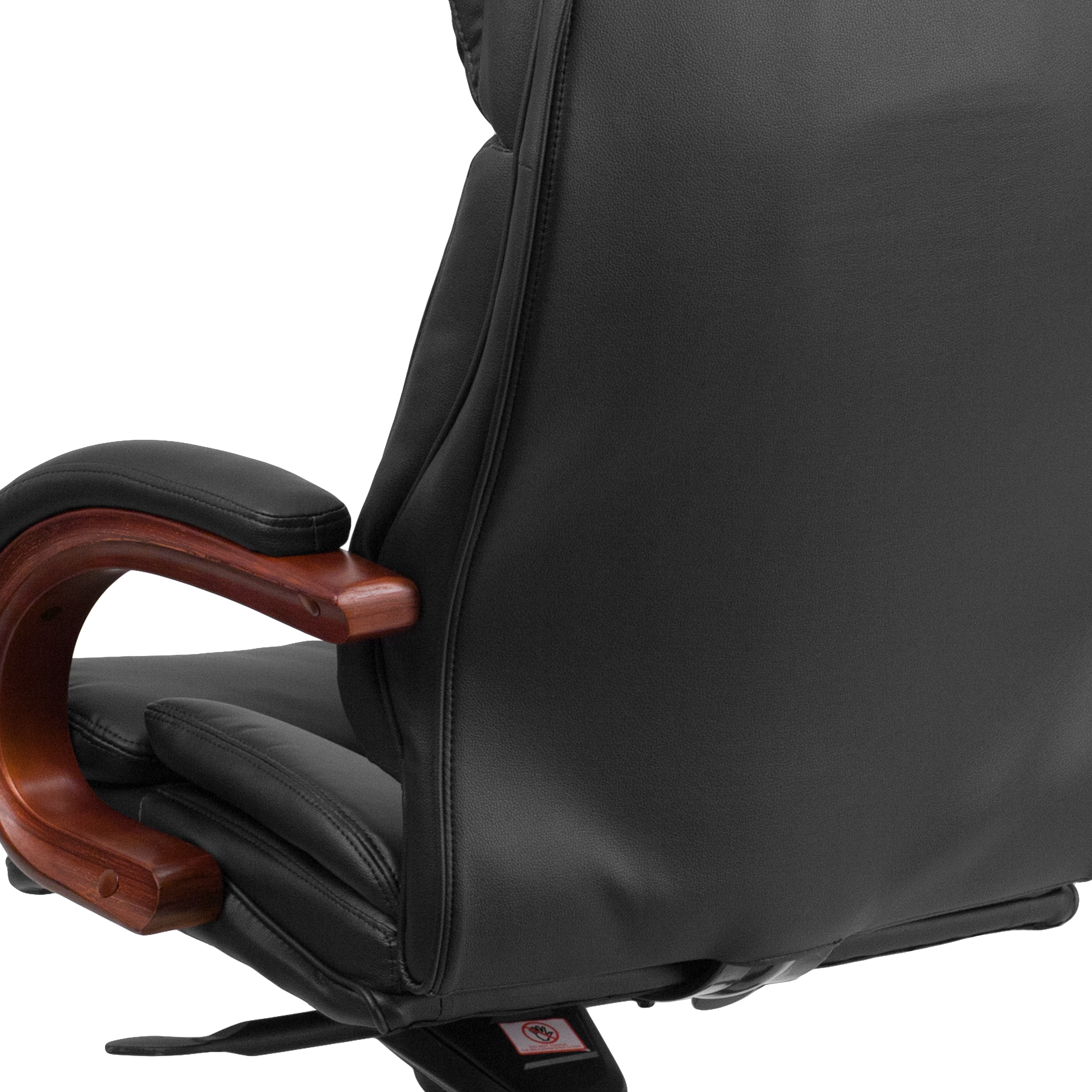 High Back LeatherSoft Executive Swivel Ergonomic Office Chair with Synchro-Tilt Mechanism, Mahogany Wood Base and Arms