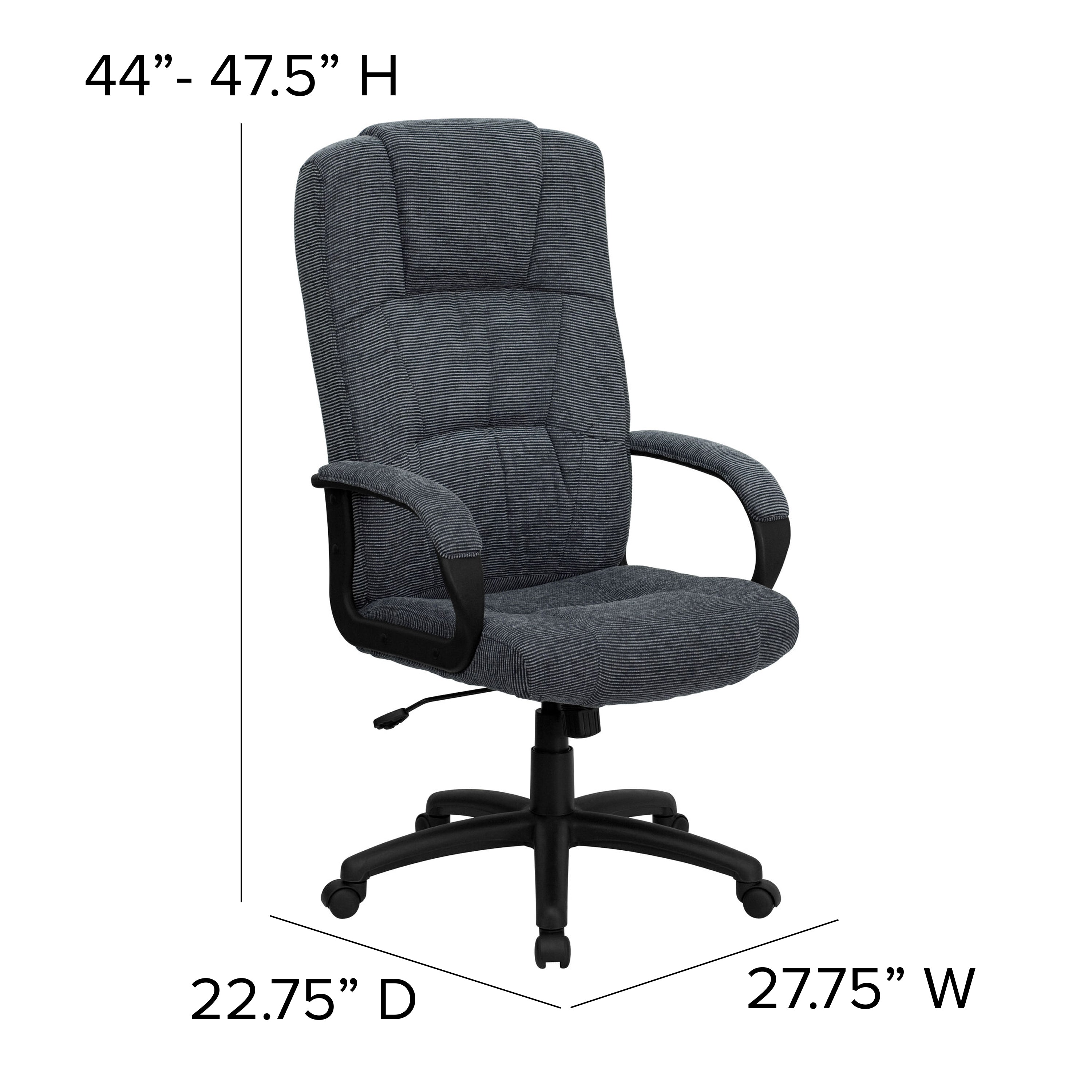 High Back Fabric Executive Swivel Office Chair with Arms