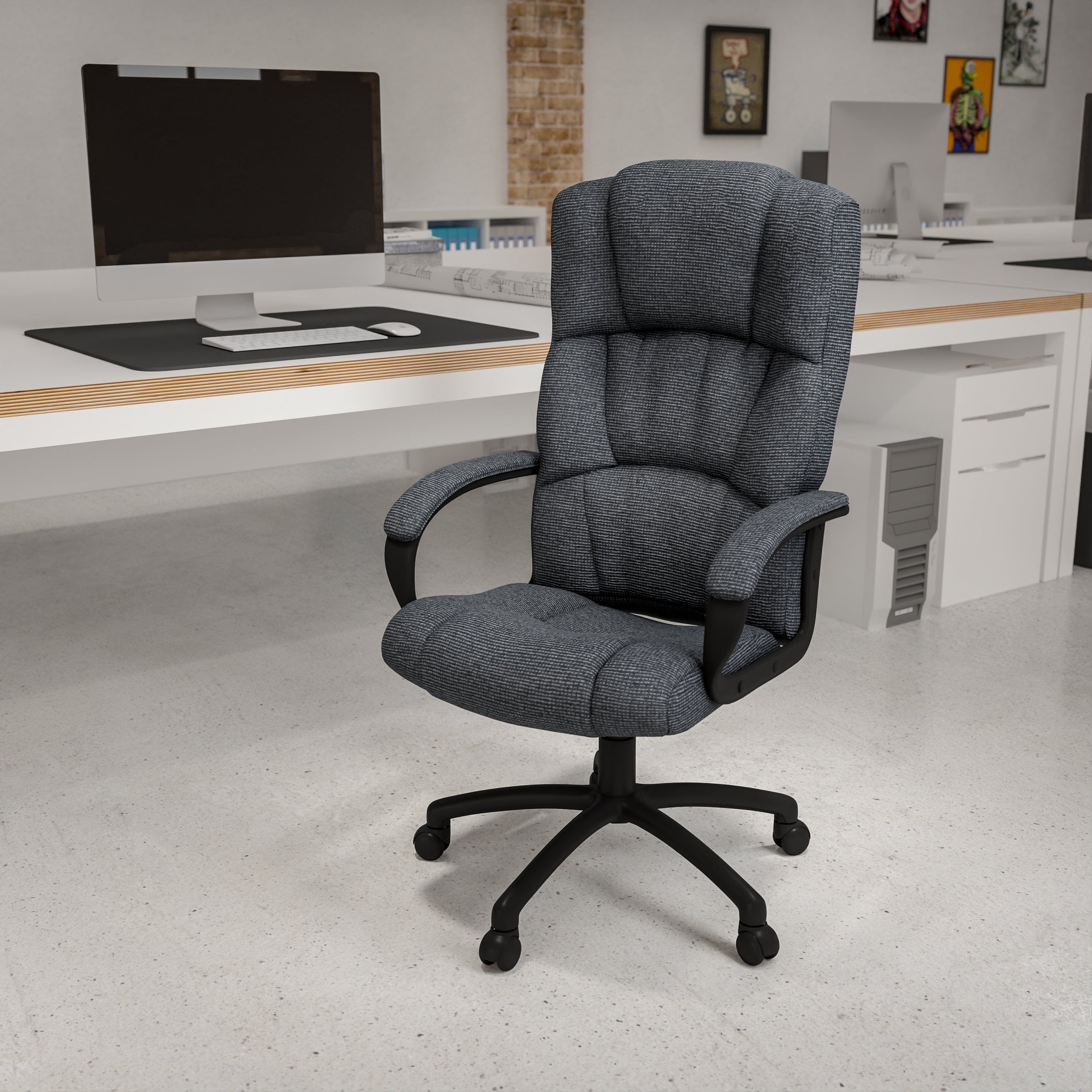 High Back Fabric Executive Swivel Office Chair with Arms