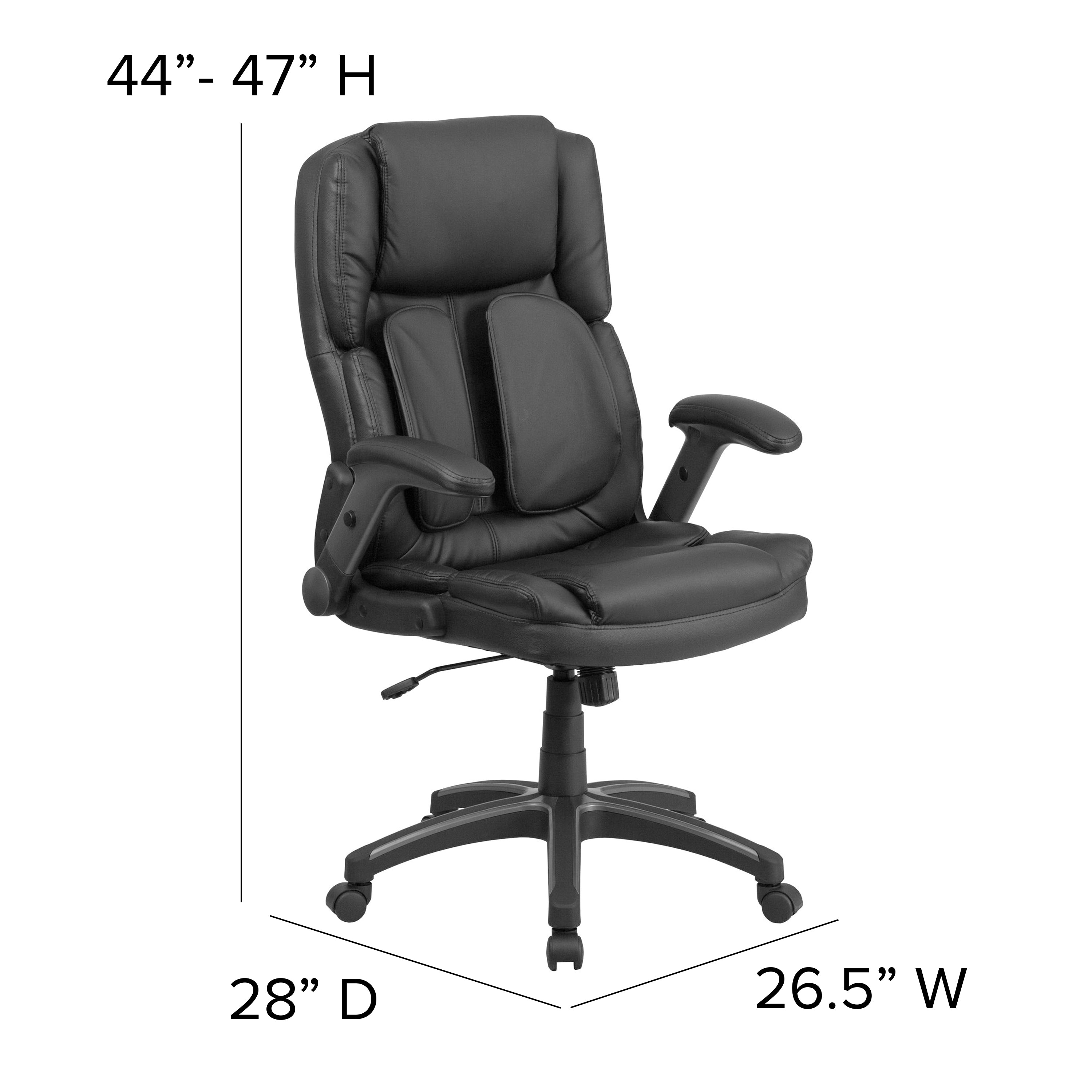 Extreme Comfort High Back LeatherSoft Executive Swivel Ergonomic Office Chair with Flip-Up Arms