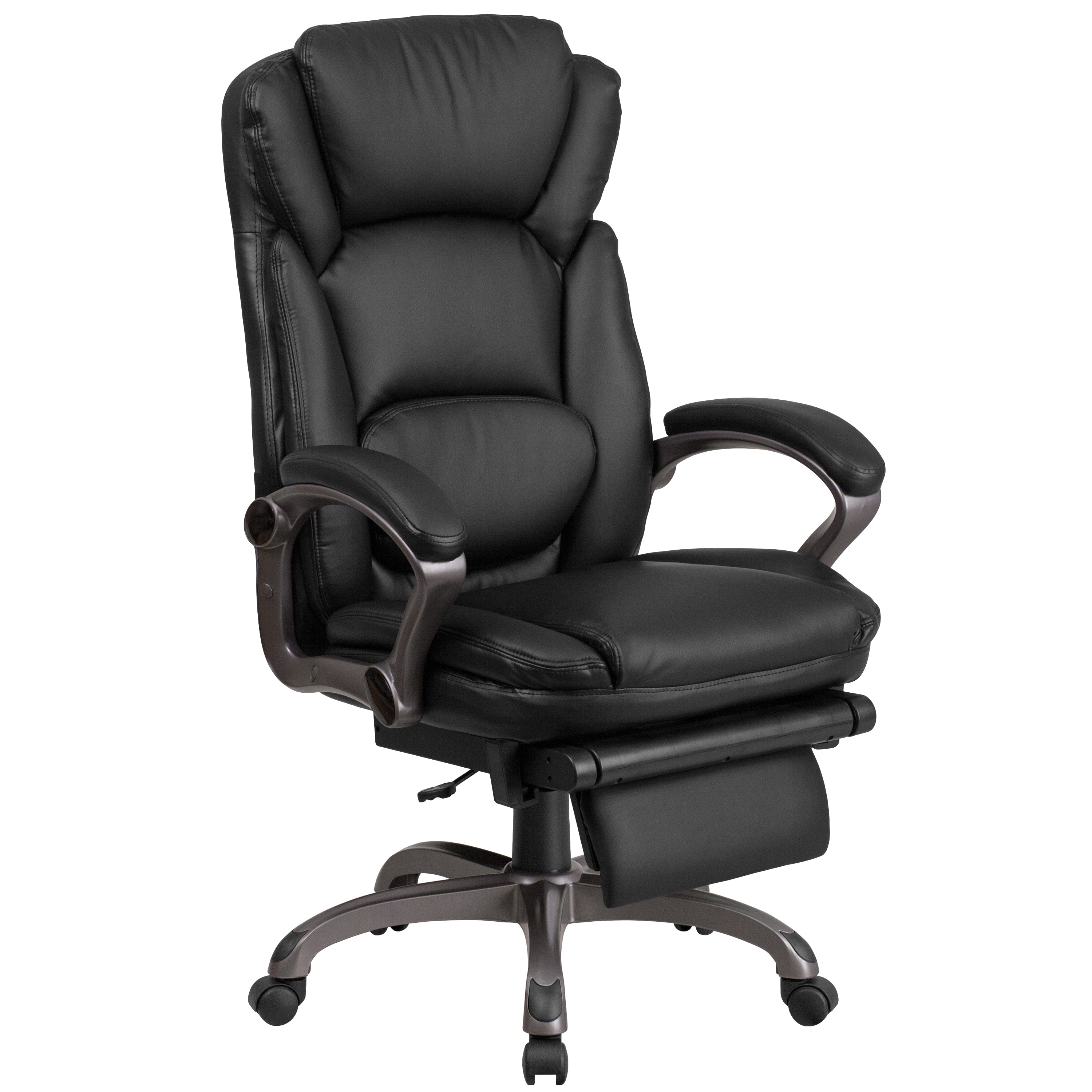 High Back LeatherSoft Executive Reclining Swivel Office Chair with Outer Lumbar Cushion and Arms-Office Chair-Flash Furniture-Wall2Wall Furnishings