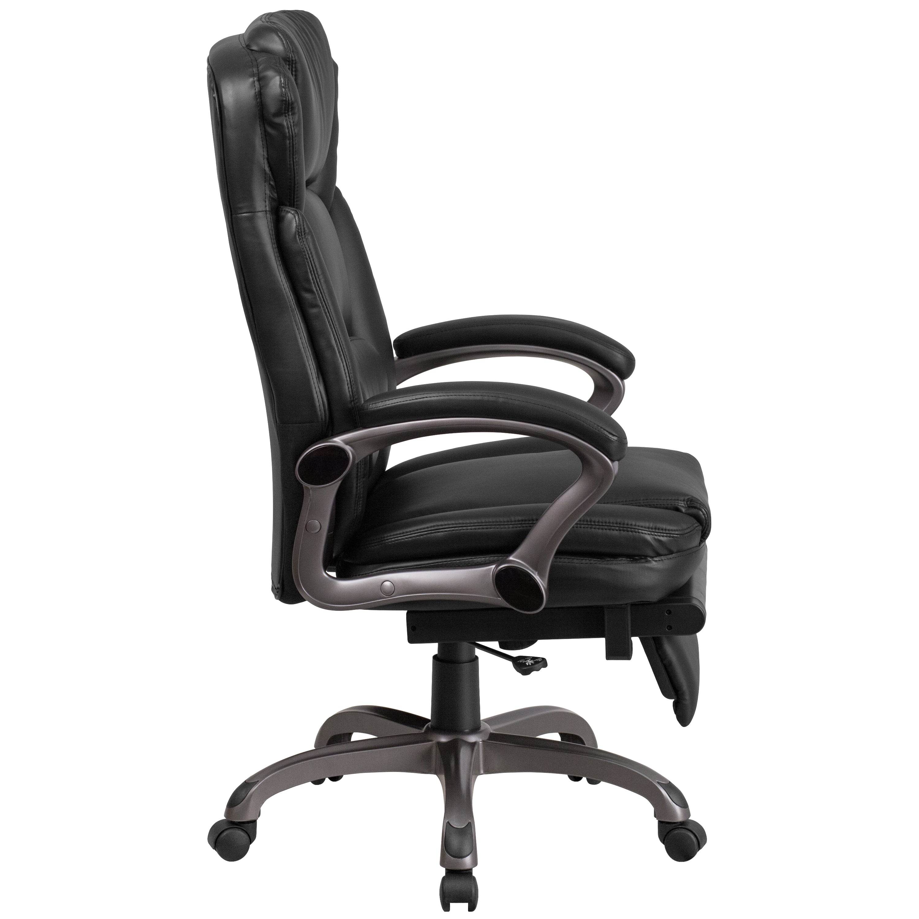 High Back LeatherSoft Executive Reclining Swivel Office Chair with Outer Lumbar Cushion and Arms