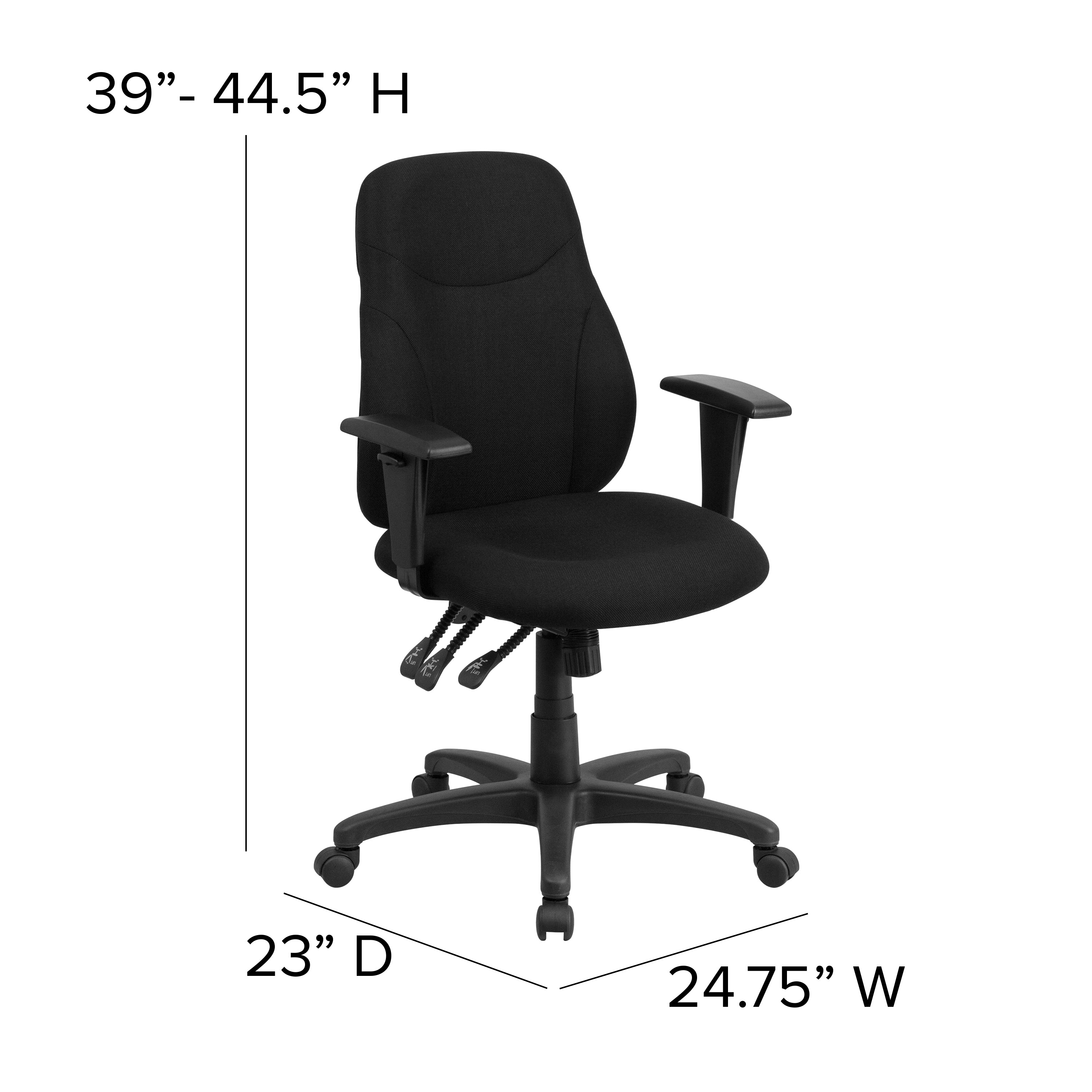 Mid-Back Fabric Multifunction Swivel Ergonomic Task Office Chair with 1.5" Back Adjustment and Adjustable Arms-Office Chair-Flash Furniture-Wall2Wall Furnishings