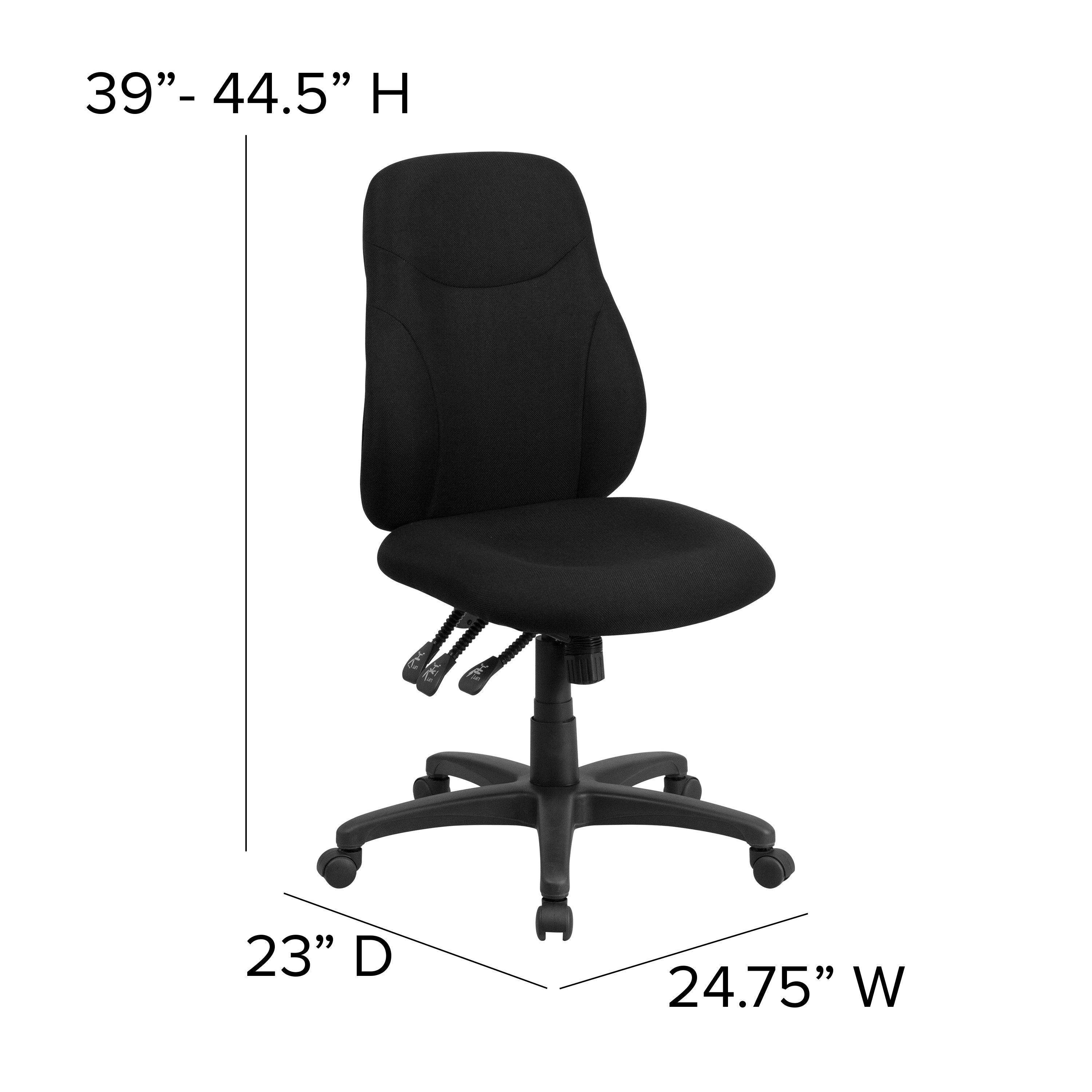 Mid-Back Fabric Multifunction Swivel Ergonomic Task Office Chair with 1.5" Back Adjustment