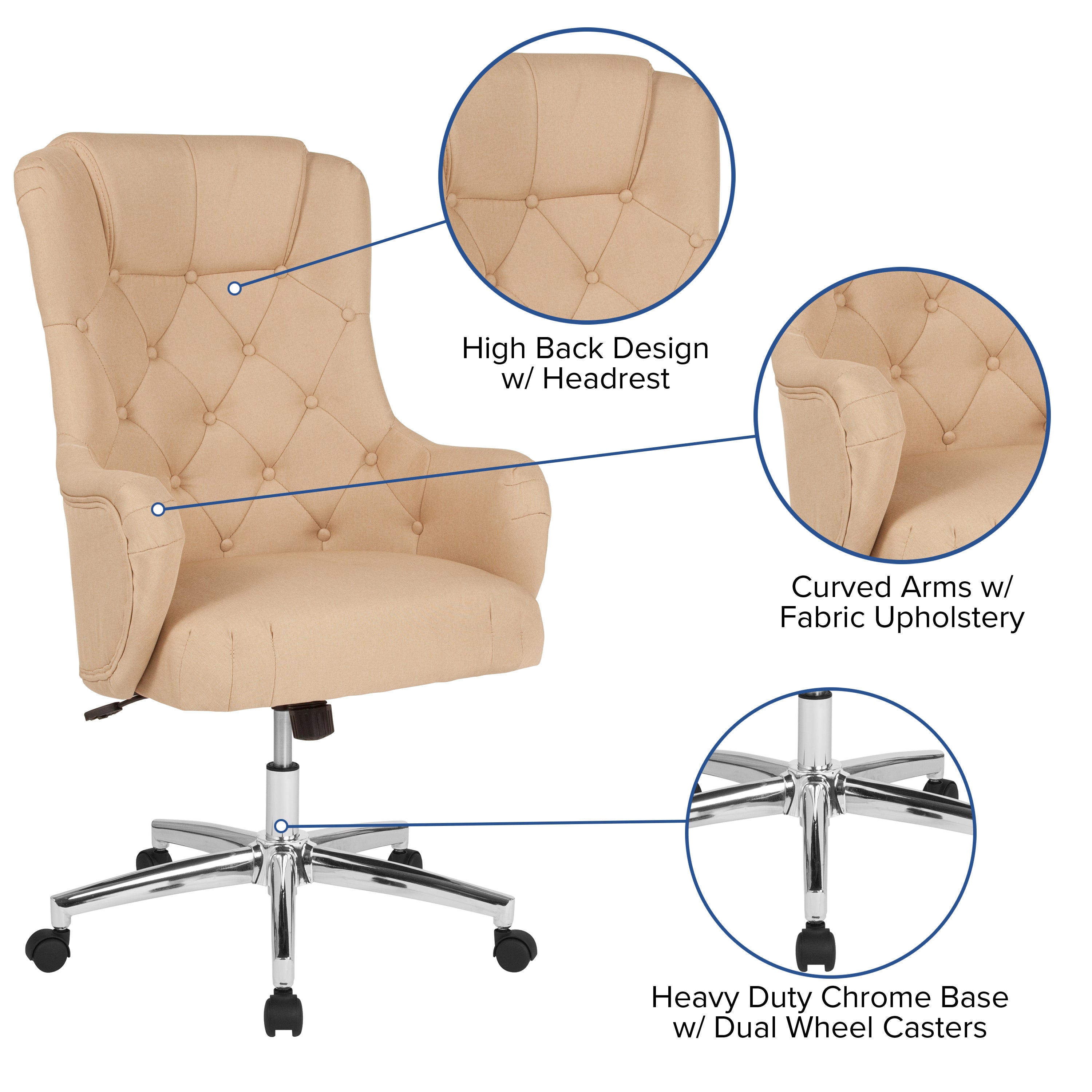 Chambord Home and Office Diamond Patterned Button Tufted Upholstered High Back Office Chair-Executive Office Chair-Flash Furniture-Wall2Wall Furnishings