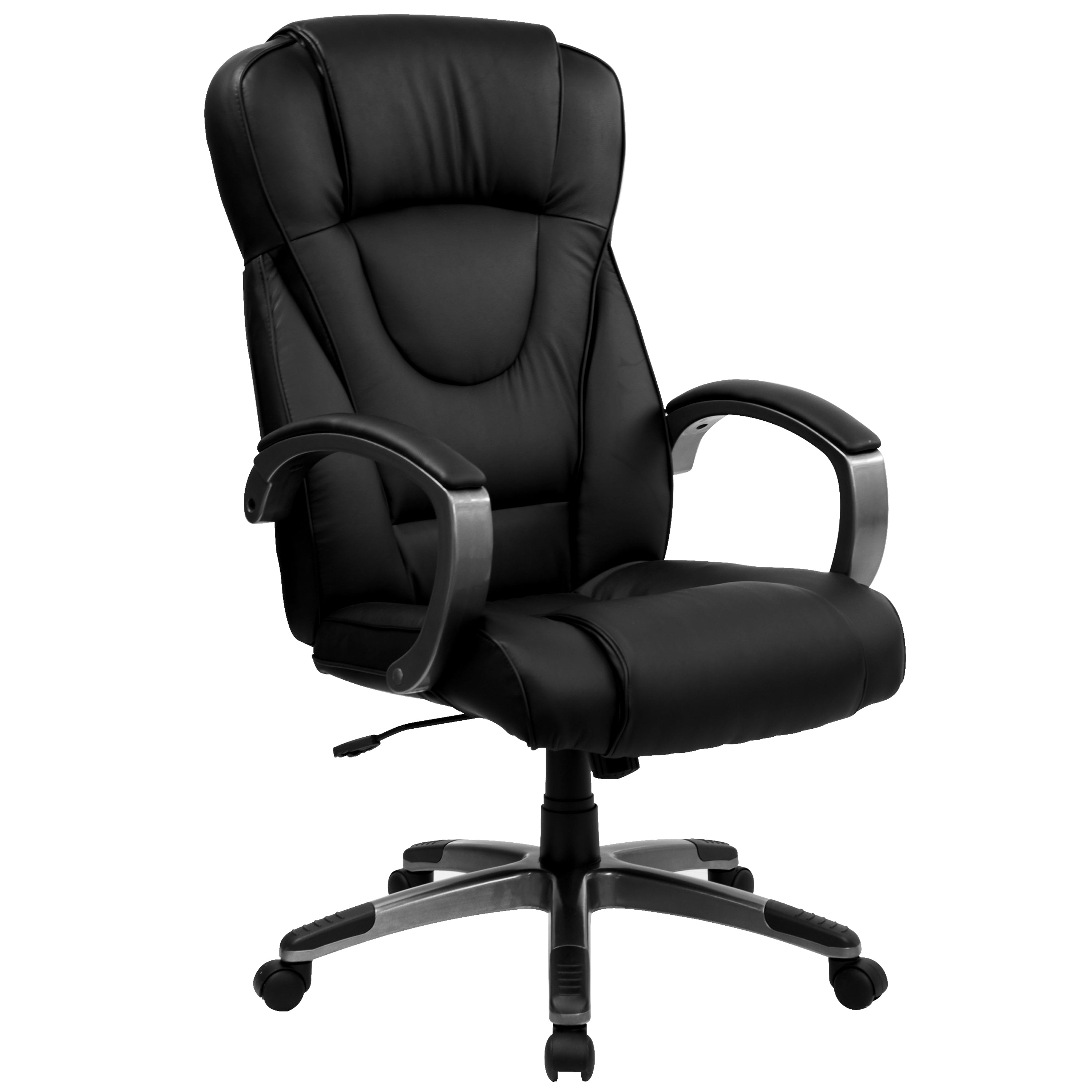 High Back LeatherSoft Executive Swivel Office Chair with Titanium Nylon Base and Loop Arms-Office Chair-Flash Furniture-Wall2Wall Furnishings