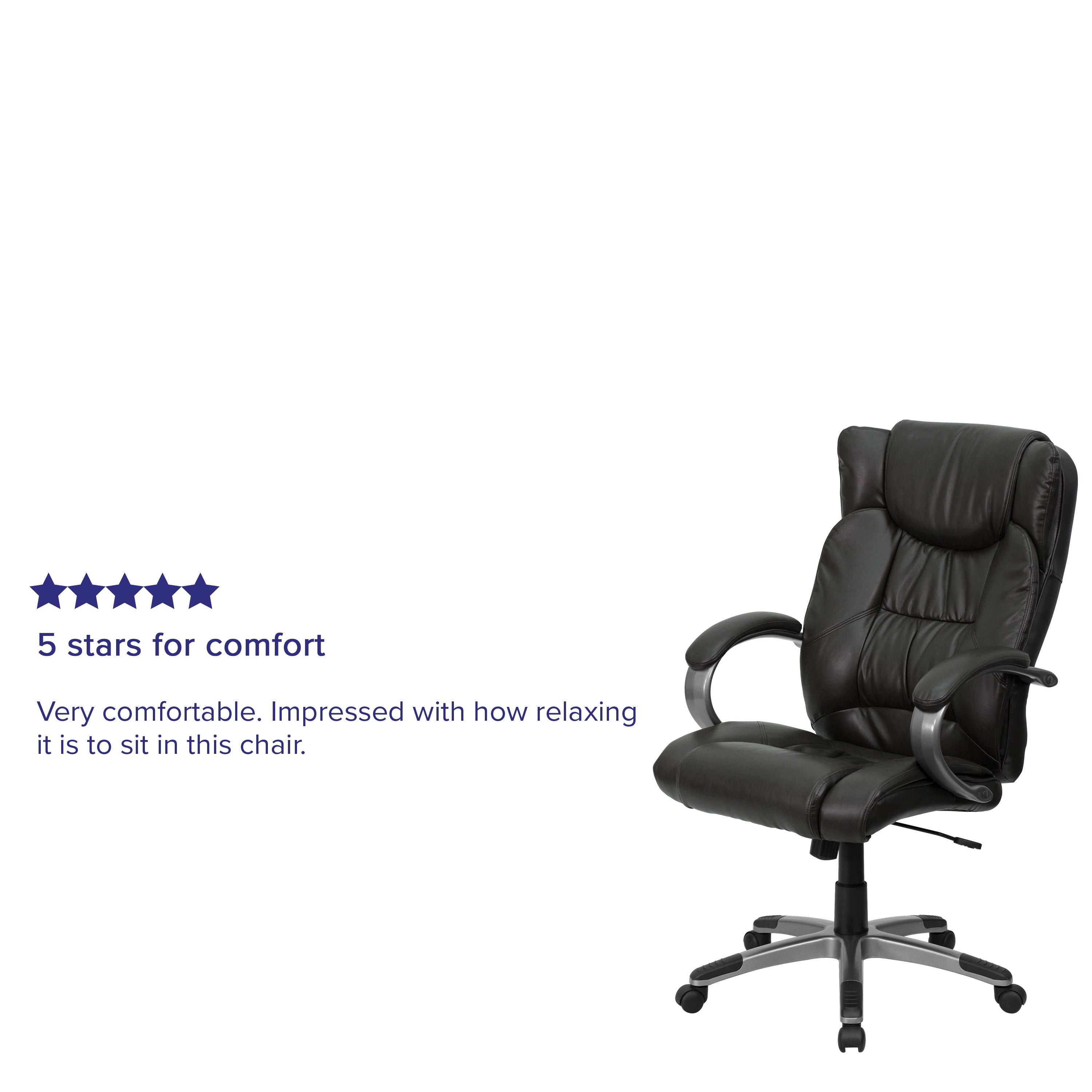 High Back LeatherSoft Soft Ripple Upholstered Executive Swivel Office Chair with Titanium Nylon Base and Loop Arms-Office Chair-Flash Furniture-Wall2Wall Furnishings