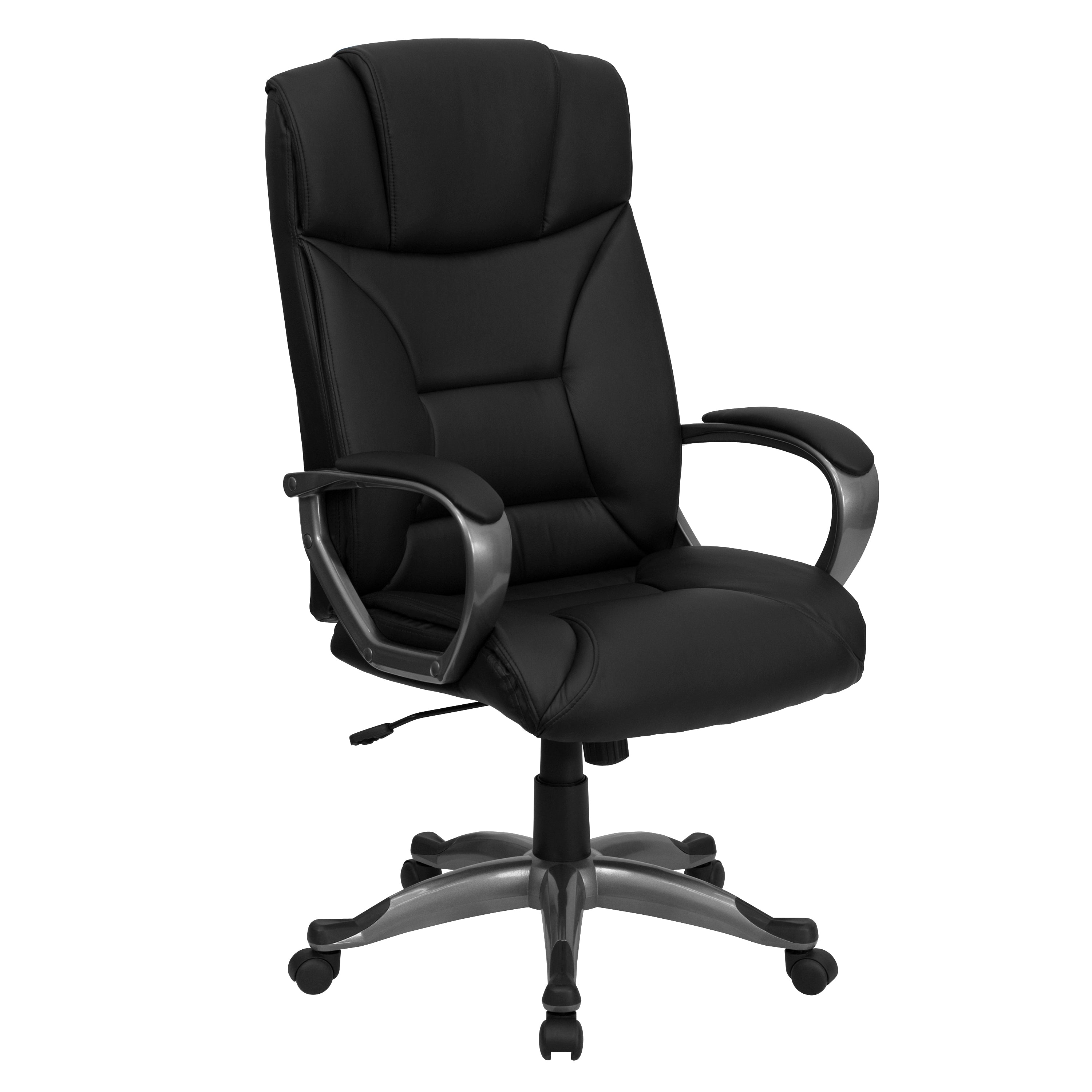 High Back LeatherSoft Executive Swivel Office Chair with Lip Edge Base and Arms-Office Chair-Flash Furniture-Wall2Wall Furnishings