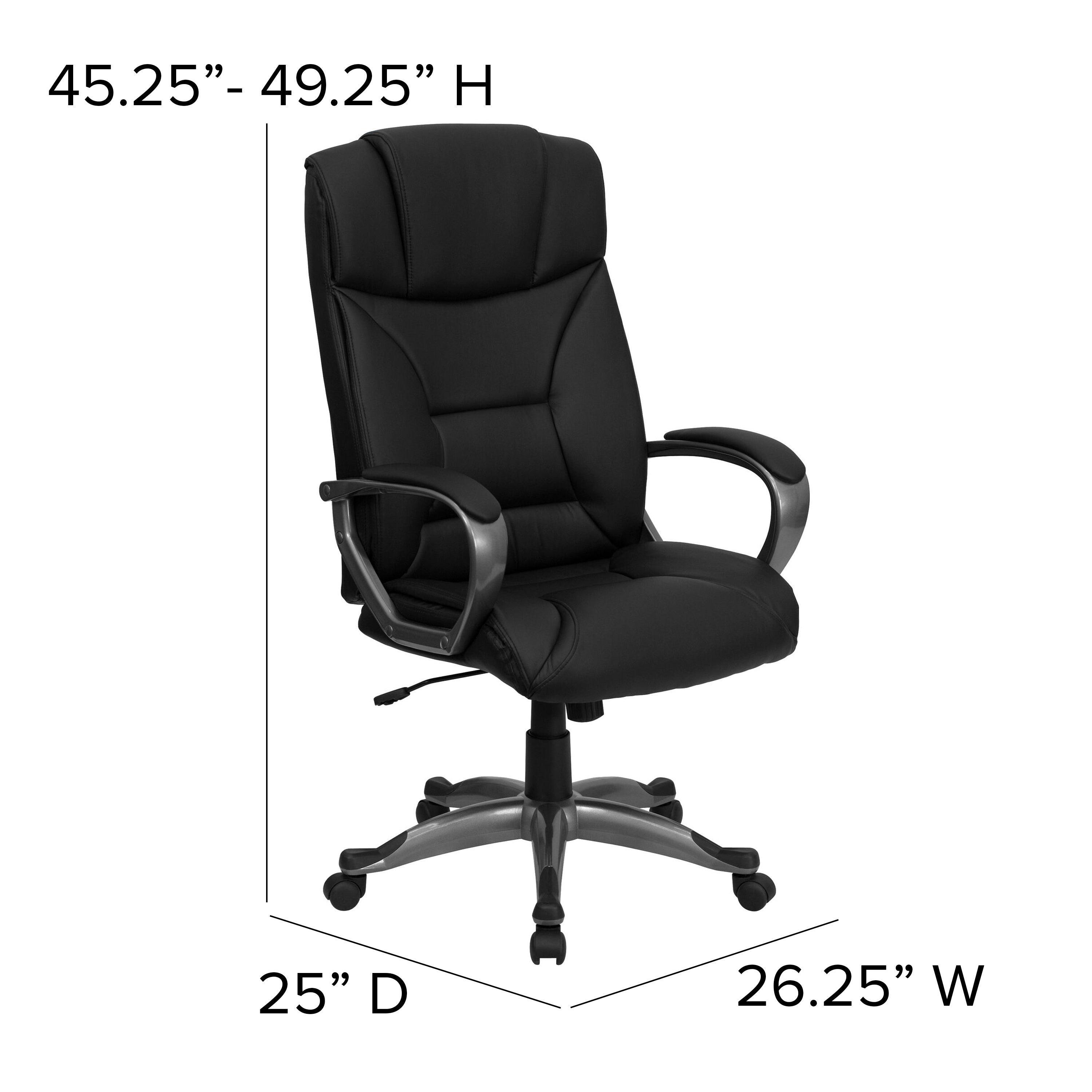 High Back LeatherSoft Executive Swivel Office Chair with Lip Edge Base and Arms