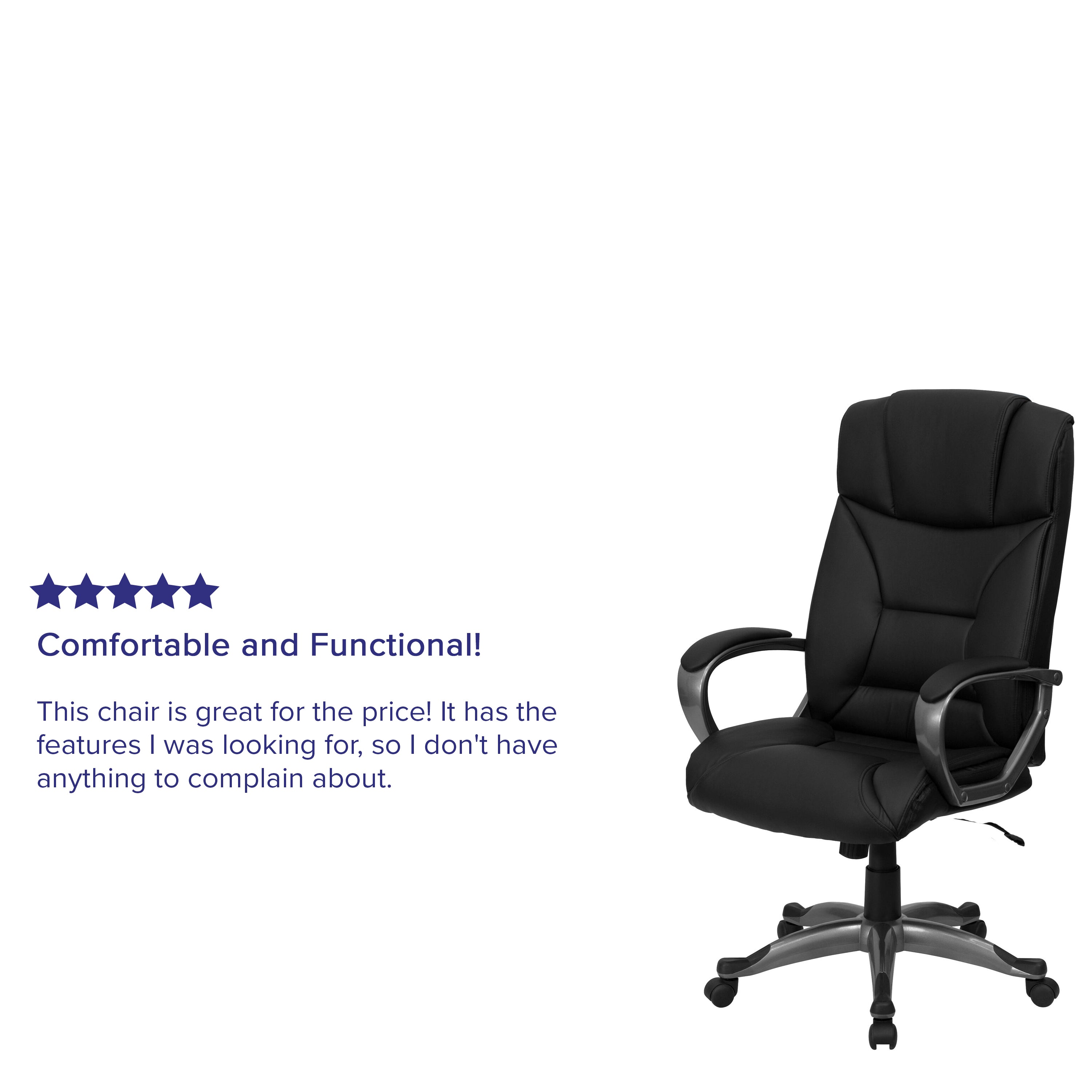 High Back LeatherSoft Executive Swivel Office Chair with Lip Edge Base and Arms