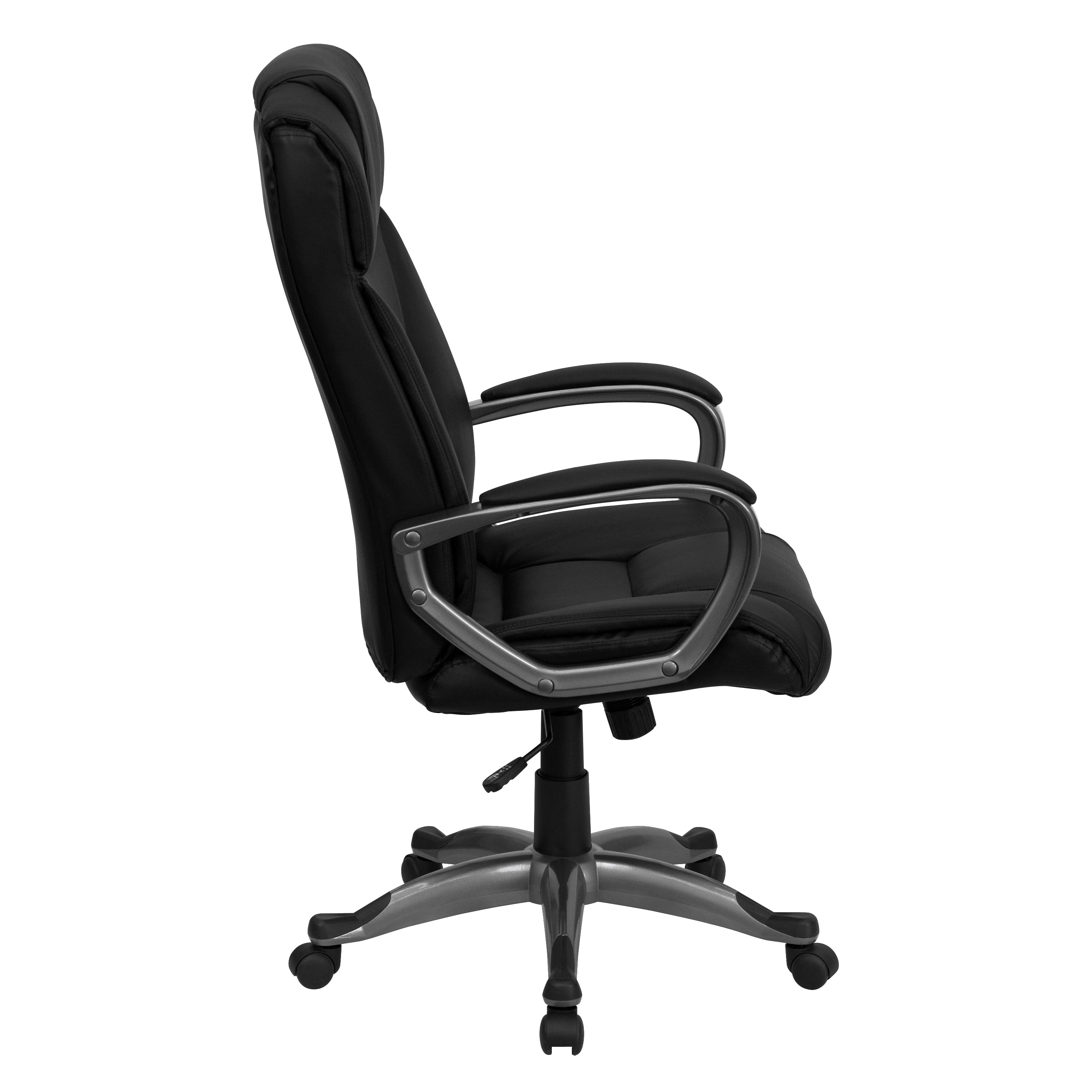 High Back LeatherSoft Executive Swivel Office Chair with Lip Edge Base and Arms