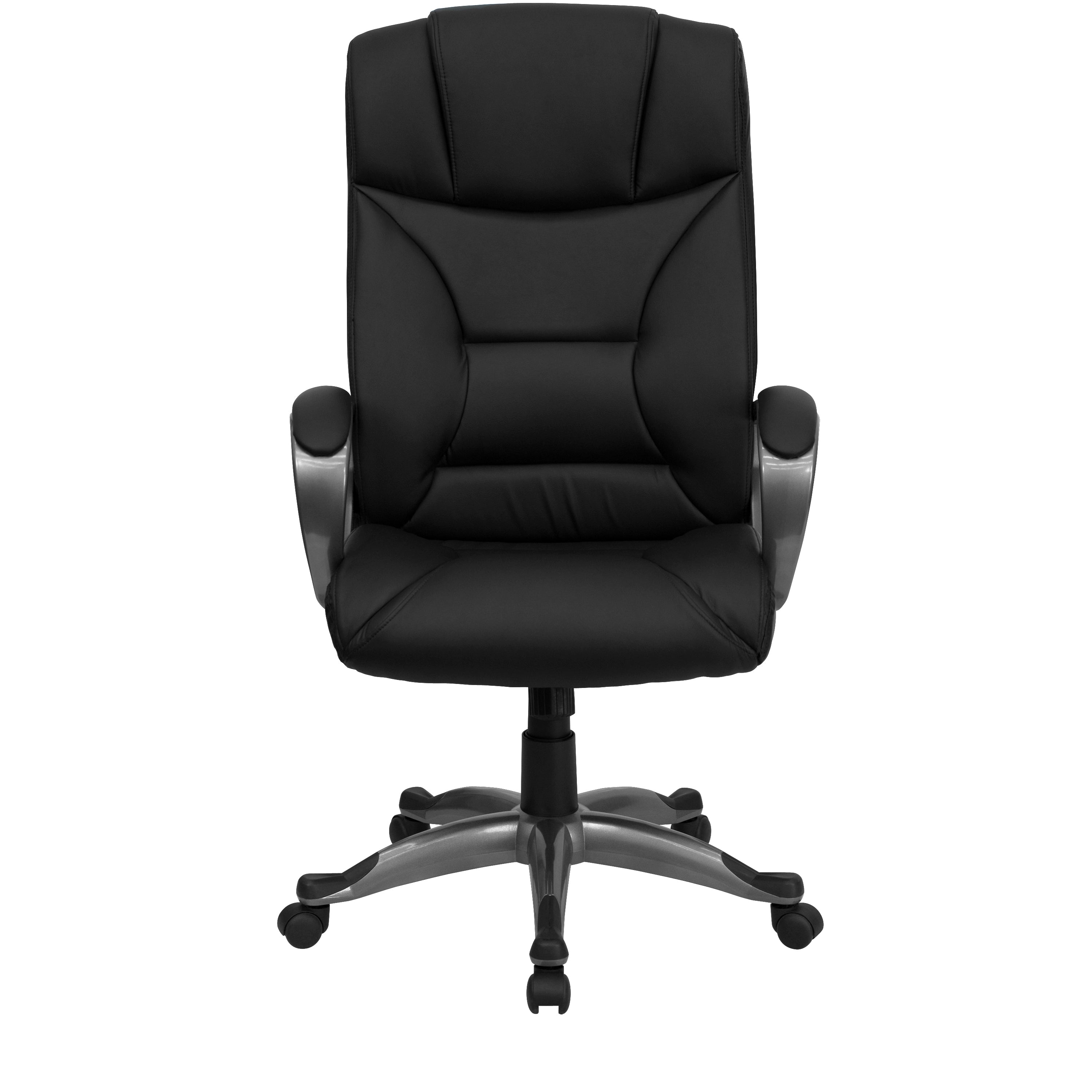 High Back LeatherSoft Executive Swivel Office Chair with Lip Edge Base and Arms