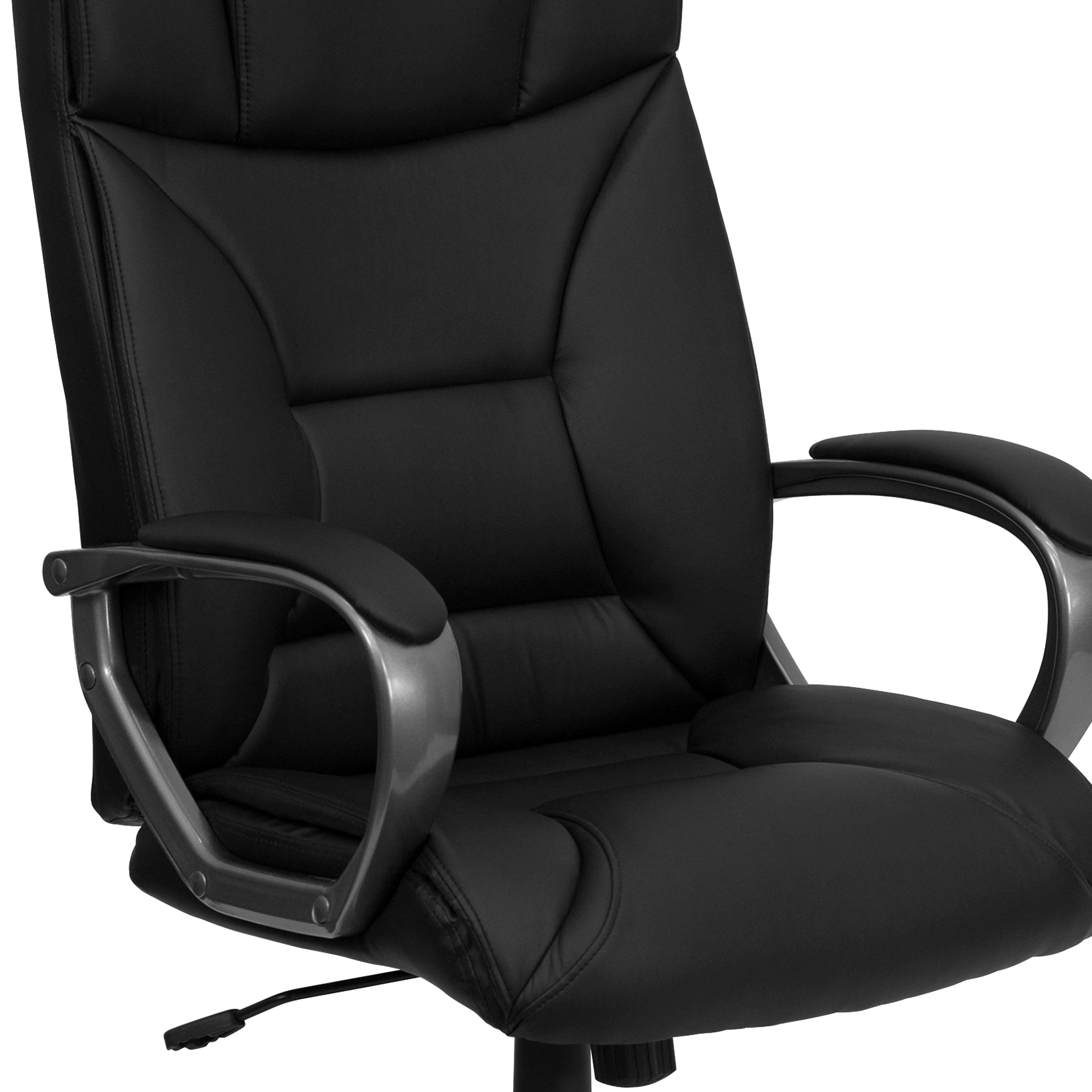 High Back LeatherSoft Executive Swivel Office Chair with Lip Edge Base and Arms