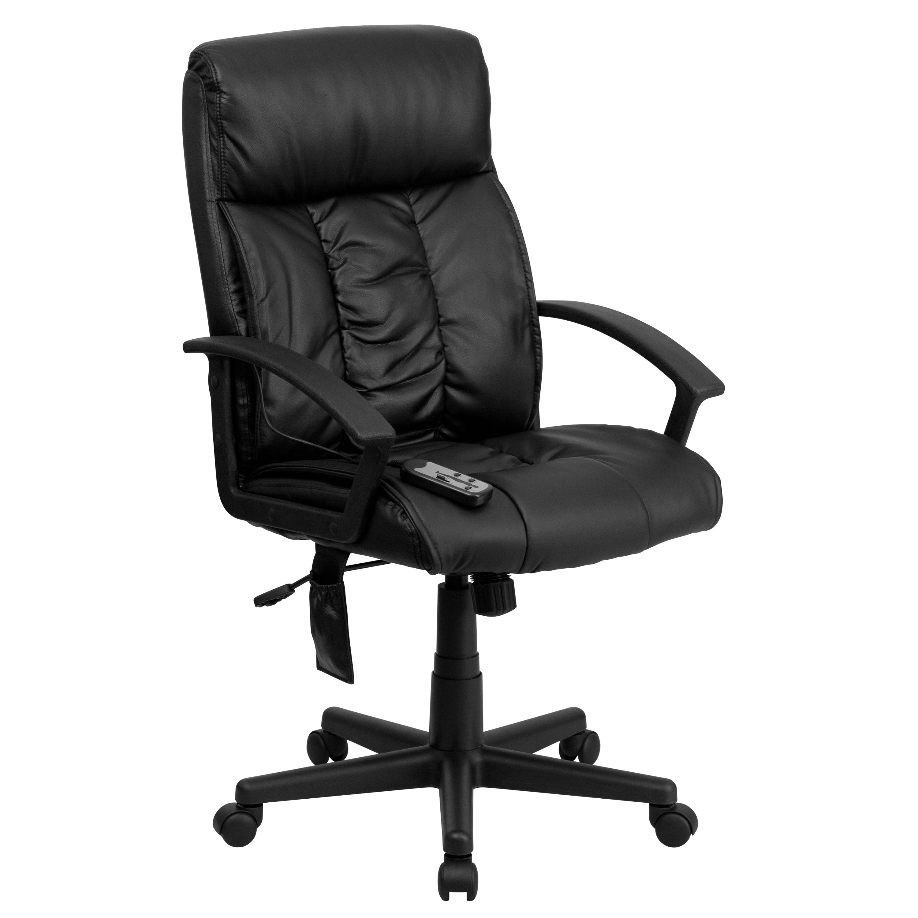 High Back Ergonomic Massaging LeatherSoft Soft Ripple Upholstered Executive Swivel Office Chair with Side Remote Pocket and Arms-Office Chair-Flash Furniture-Wall2Wall Furnishings