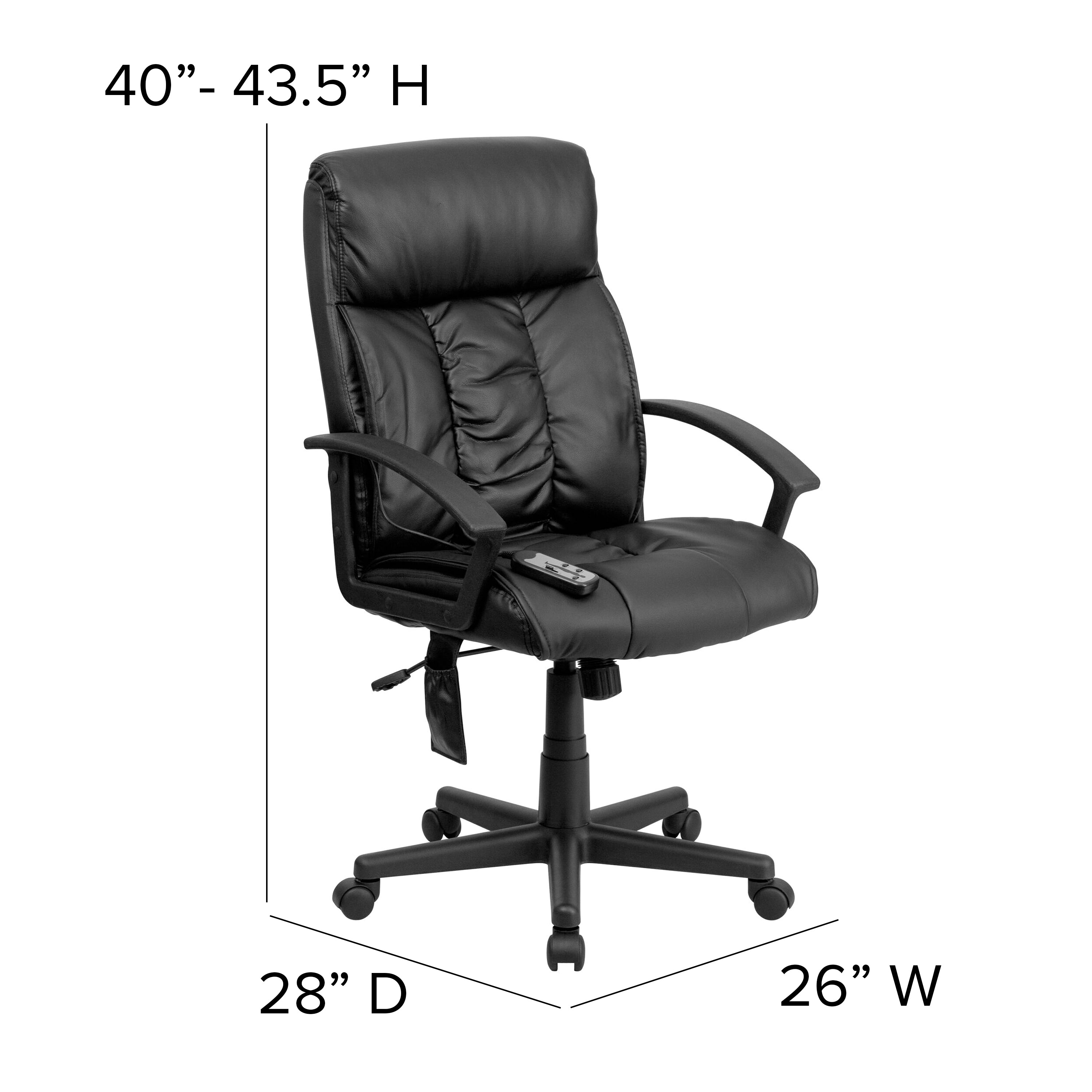High Back Ergonomic Massaging LeatherSoft Soft Ripple Upholstered Executive Swivel Office Chair with Side Remote Pocket and Arms