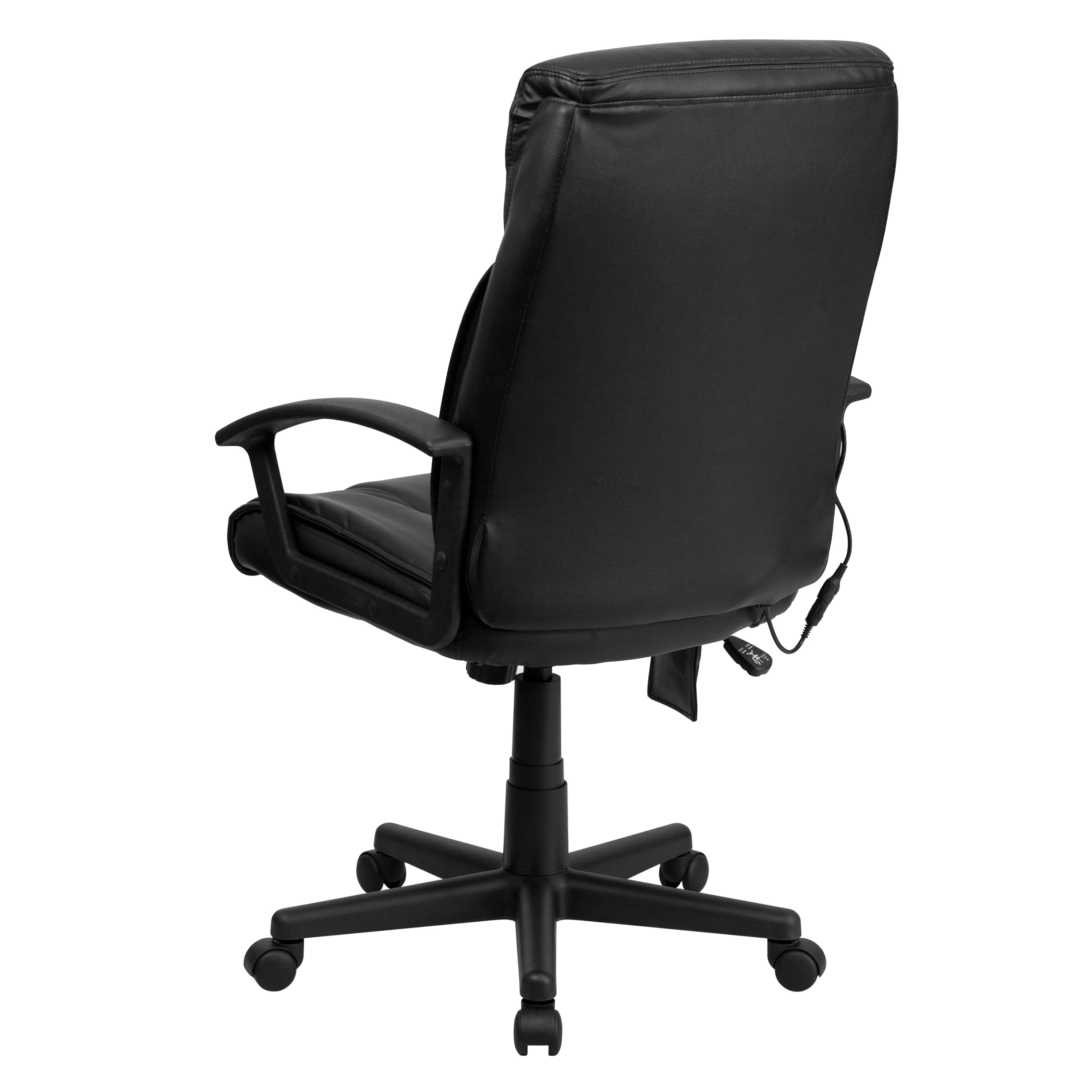 High Back Ergonomic Massaging LeatherSoft Soft Ripple Upholstered Executive Swivel Office Chair with Side Remote Pocket and Arms